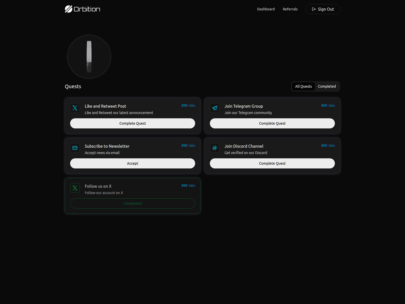 Screenshot of airdrop.orbition.network