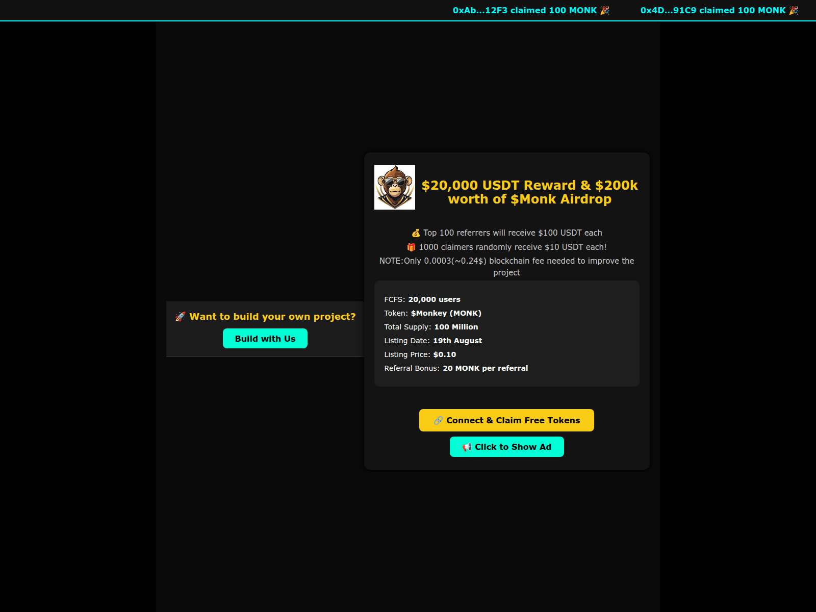 Screenshot of monkeyairdrop.online