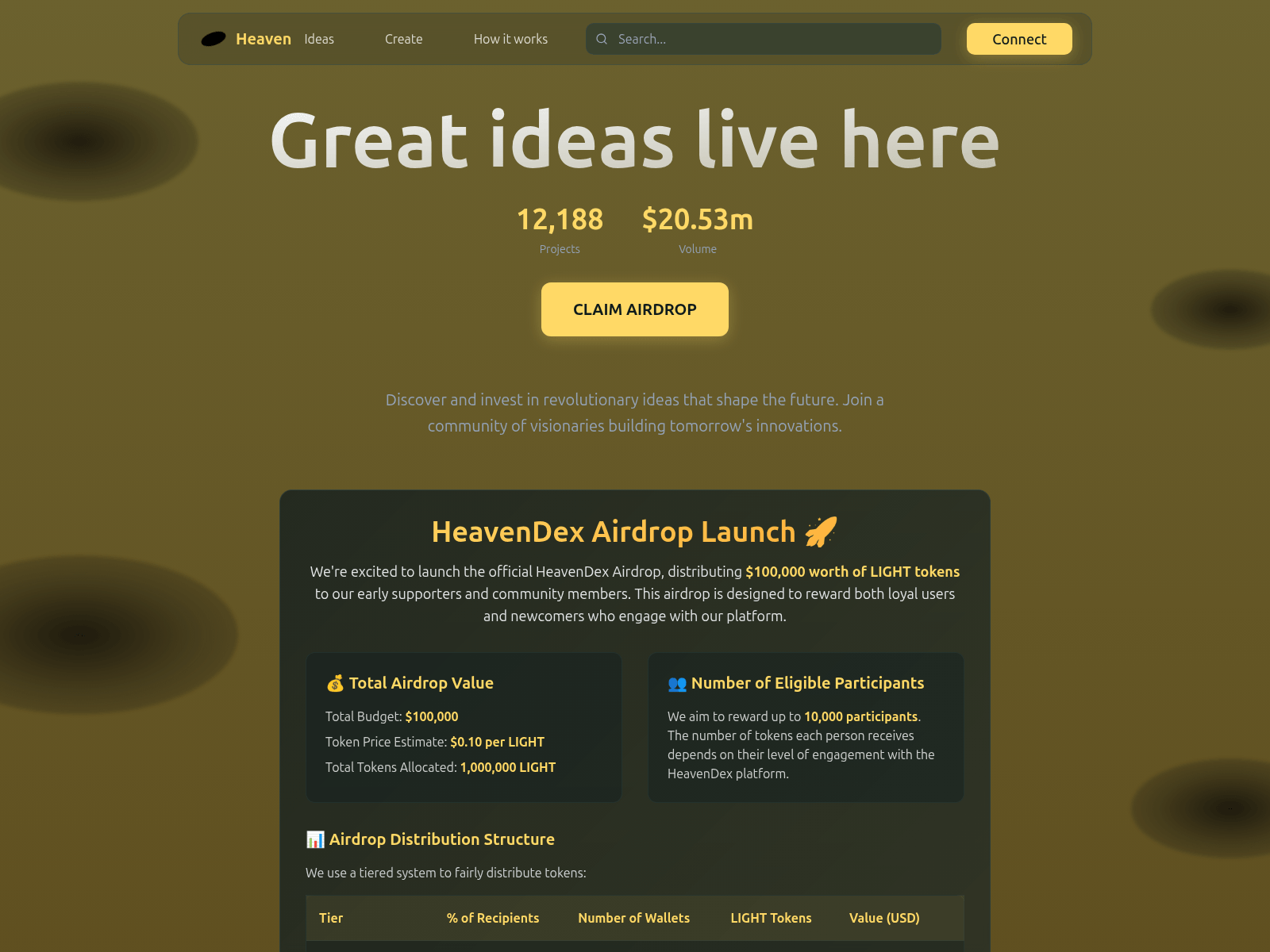 Screenshot of lightairdrops.xyz