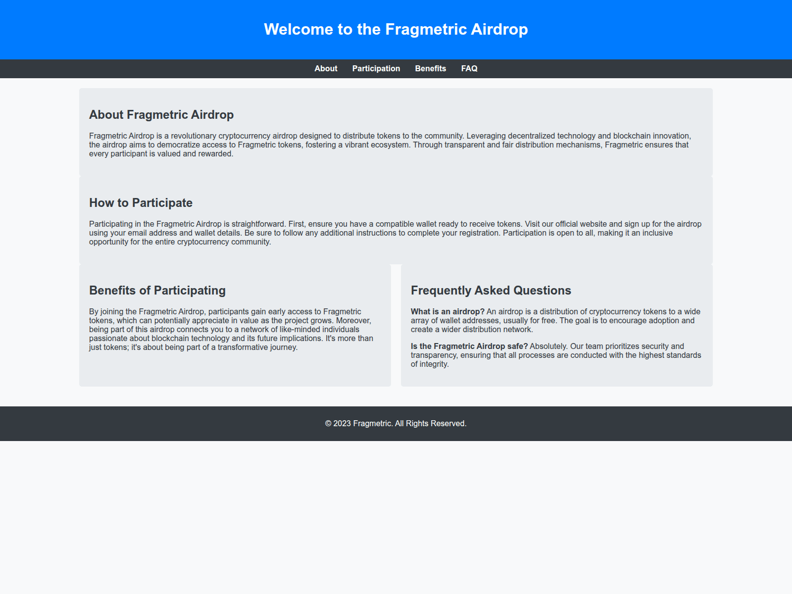 Screenshot of airdrop-fragmetric.live