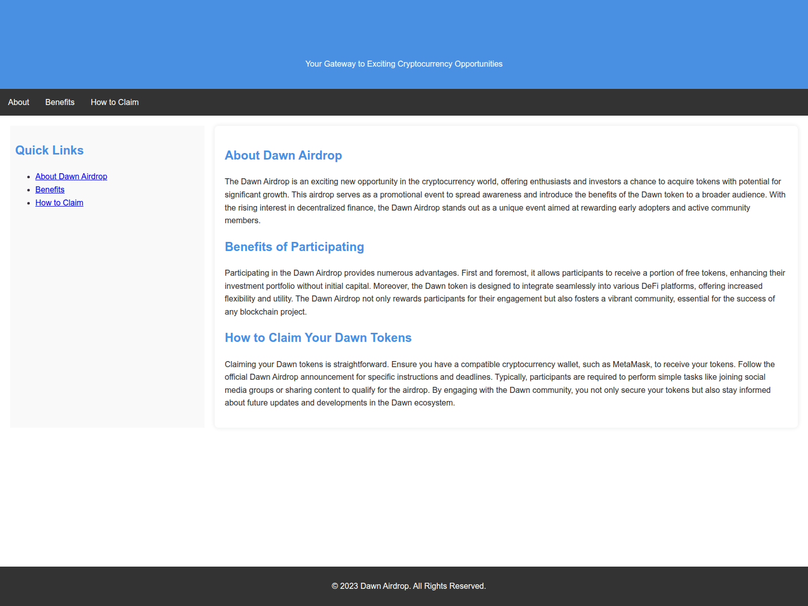 Screenshot of airdrop-dawn.live