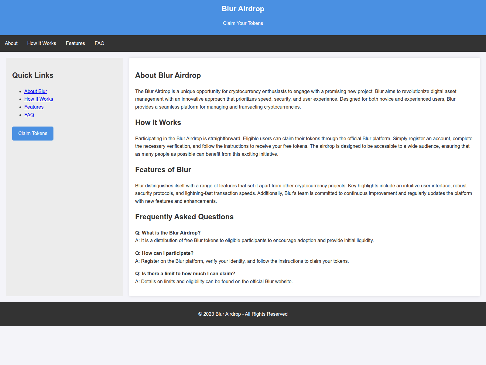 Screenshot of airdropblurcoin.live