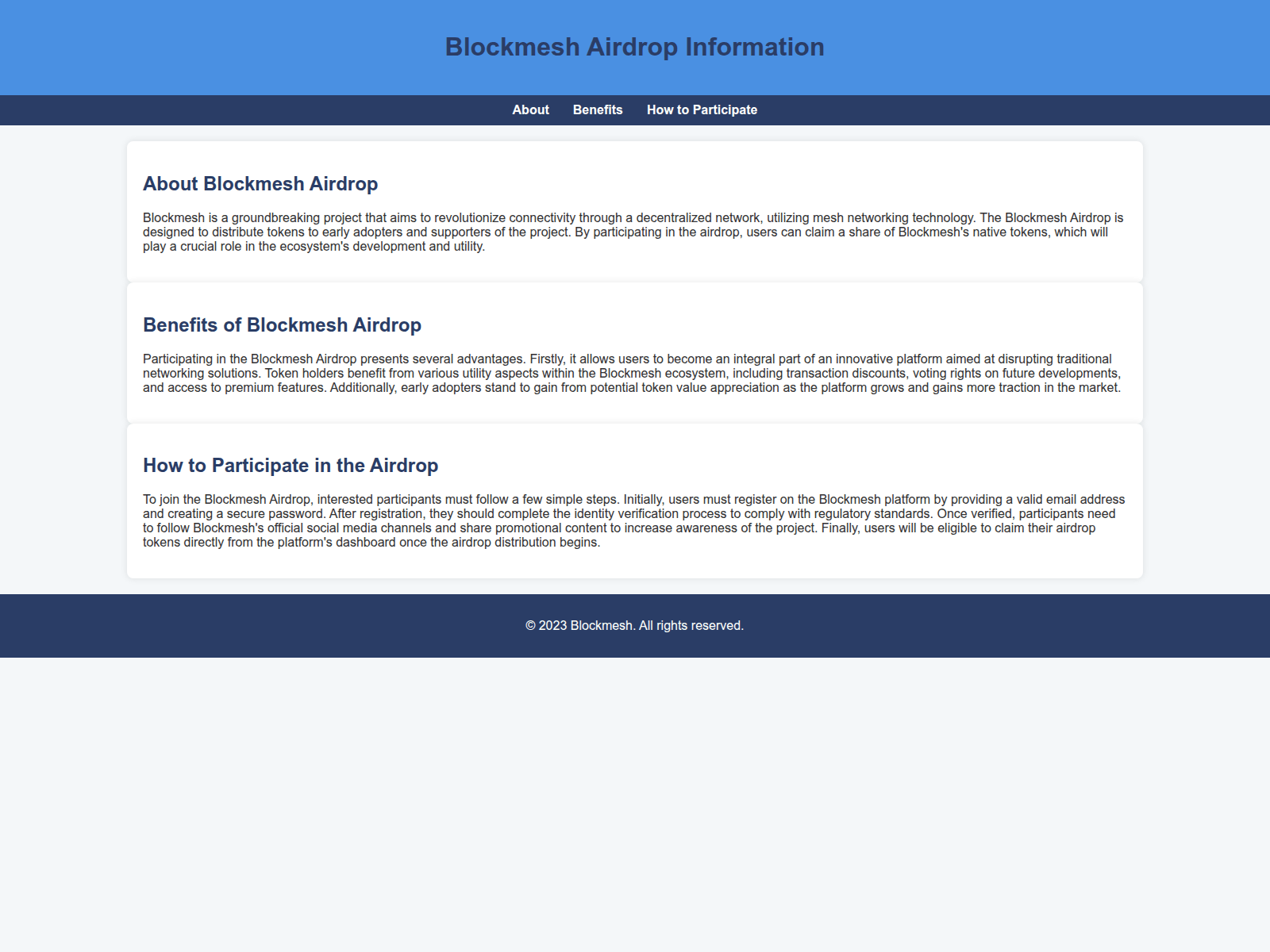 Screenshot of airdrop-blockmesh.live
