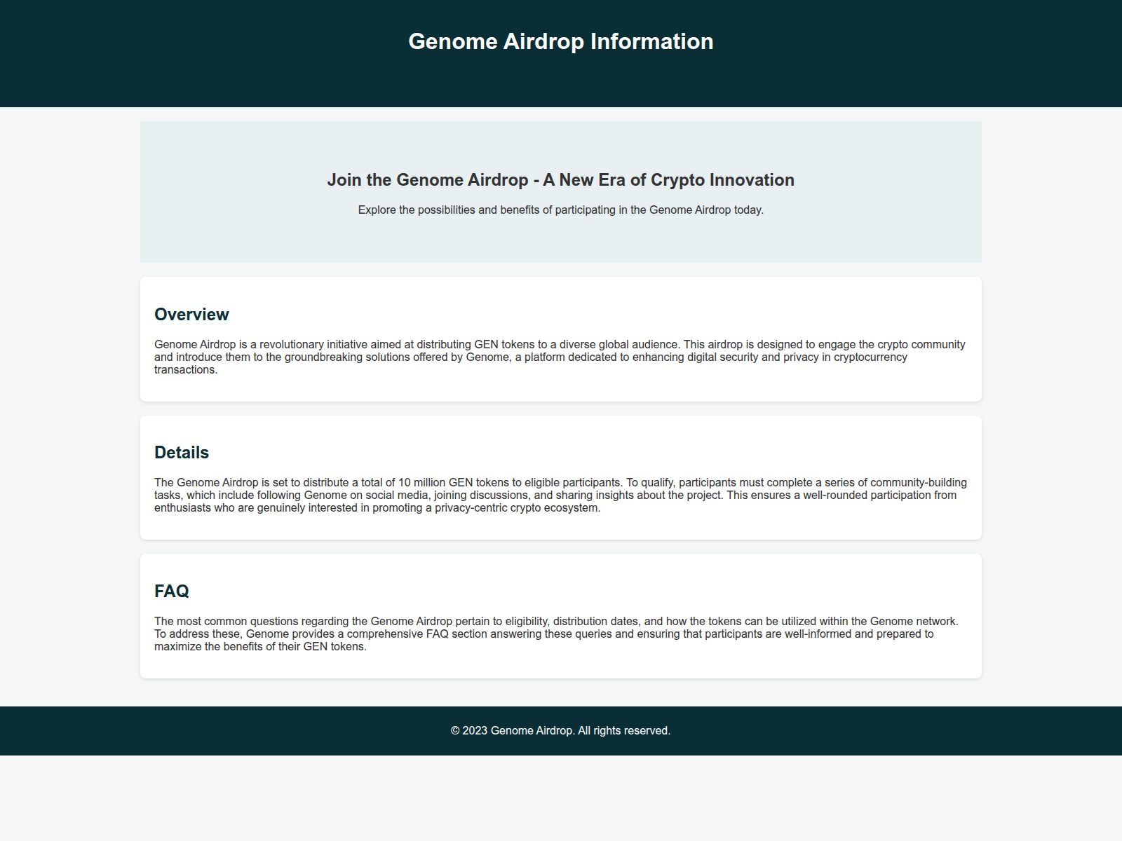 Screenshot of airdrop-genome.live