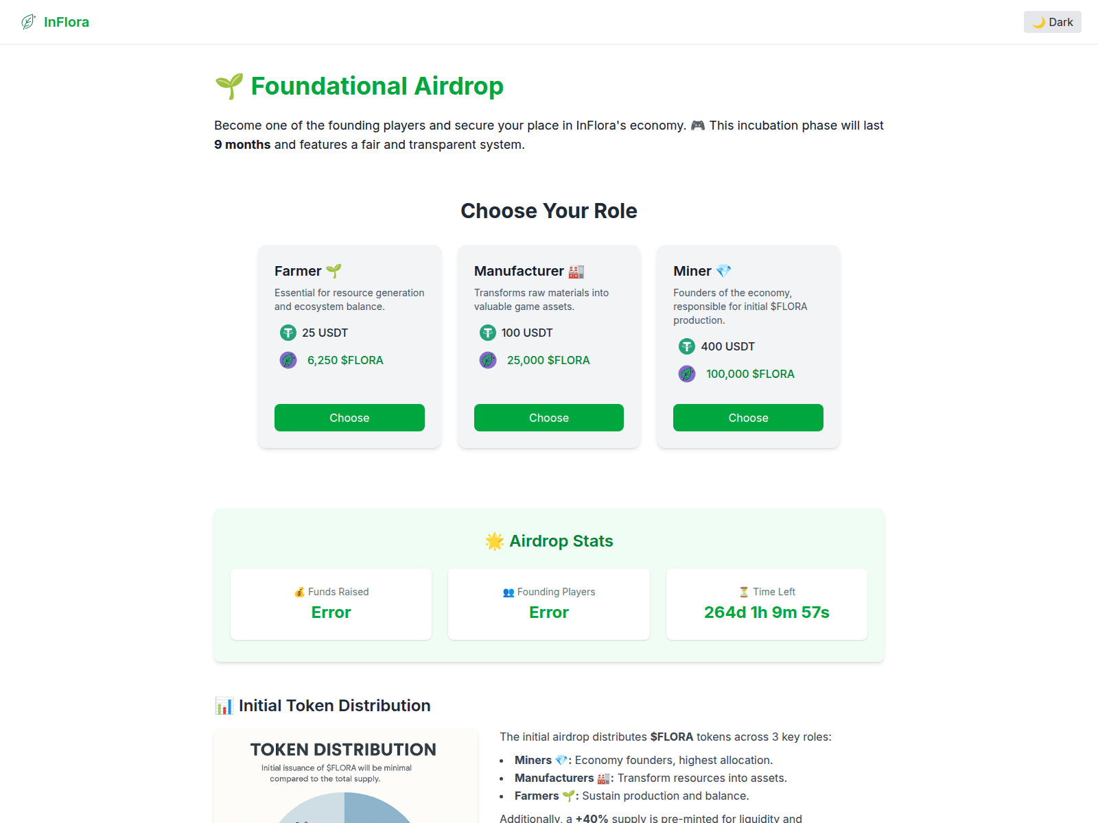 Screenshot of airdrop.inflora.cloud