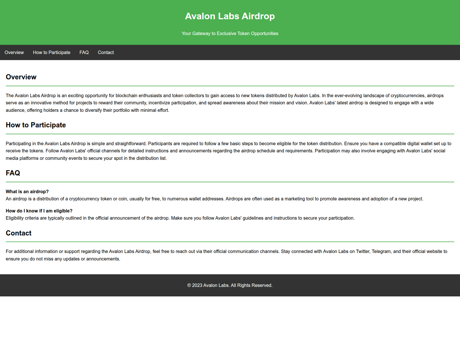Screenshot of airdropavalonlabs.live