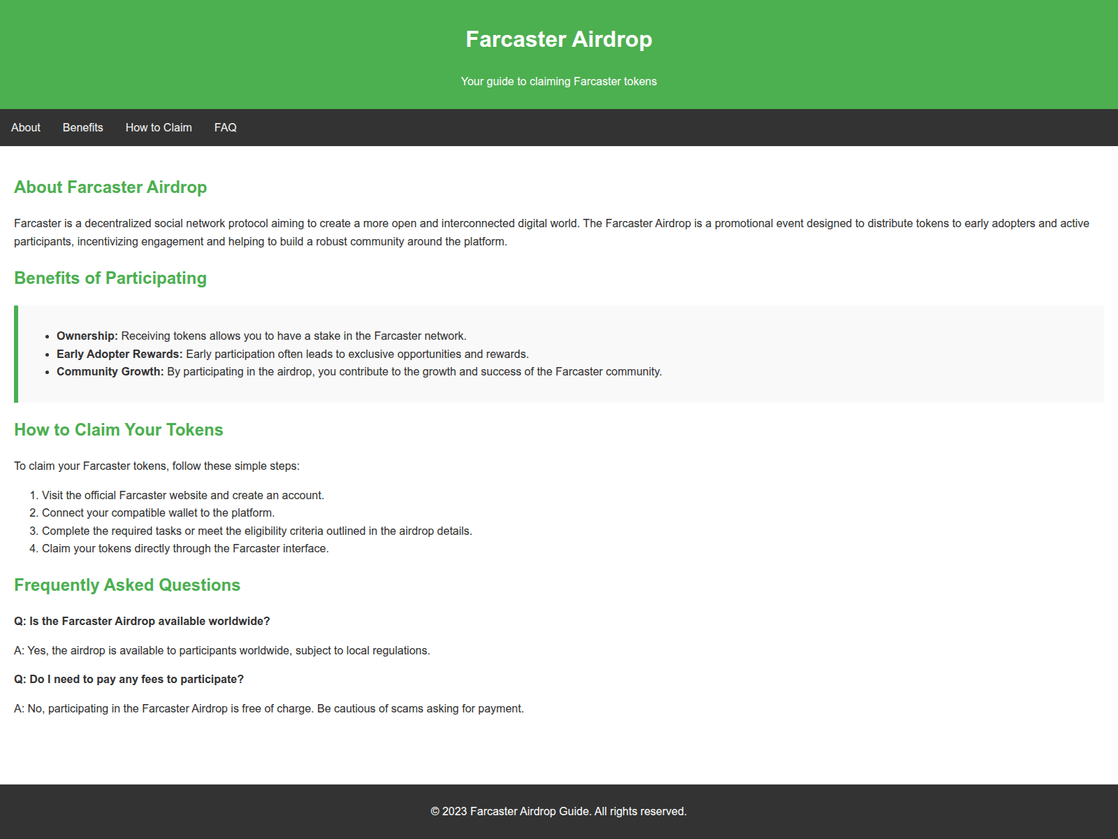 Screenshot of airdropfarcaster.live