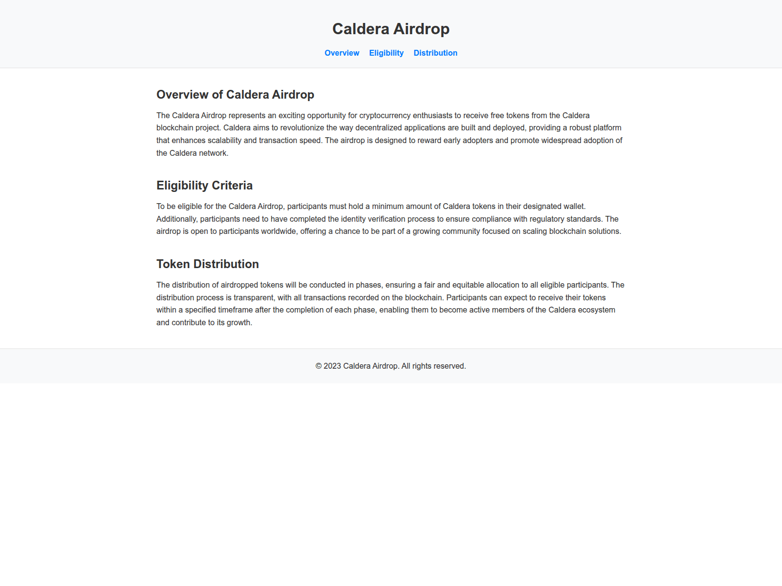 Screenshot of airdropcaldera.live