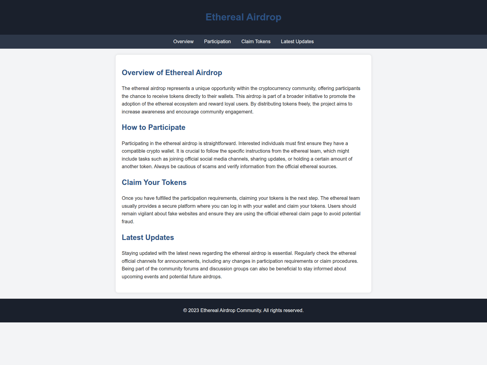 Screenshot of airdropethereal.live