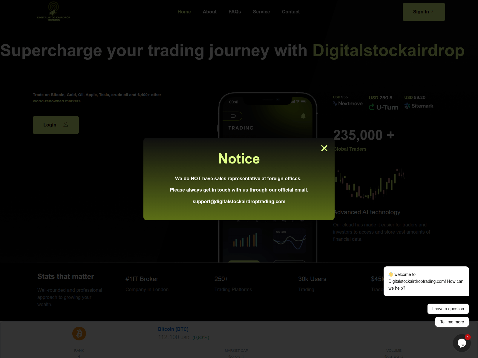 Screenshot of digitalstockairdroptrading.com