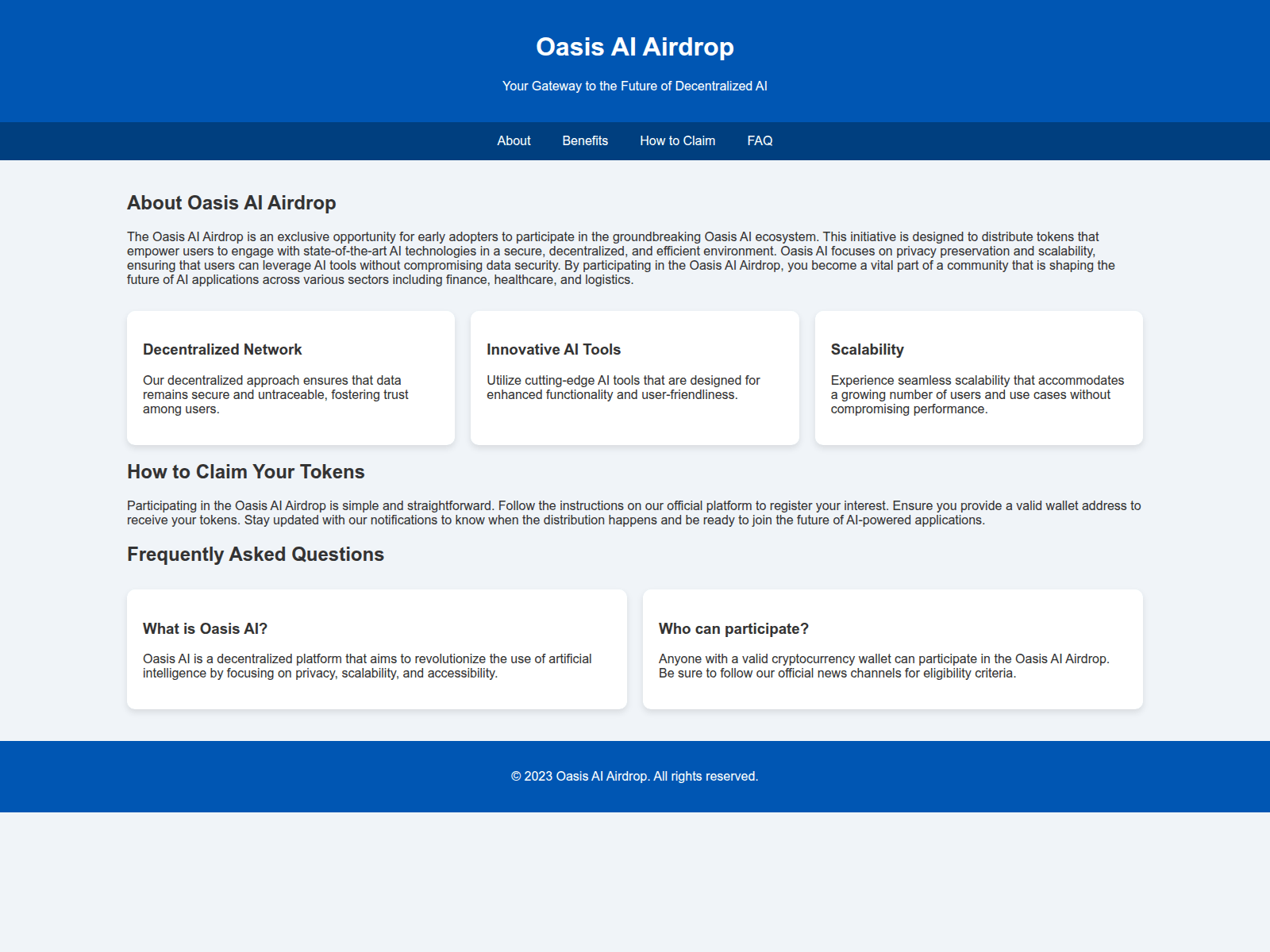Screenshot of oasisai-airdrop.live