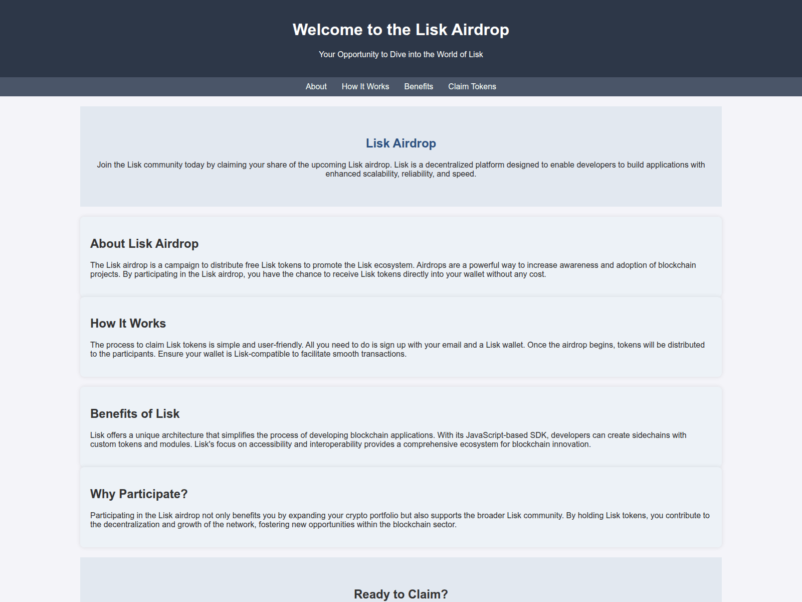 Screenshot of liskairdrop.live