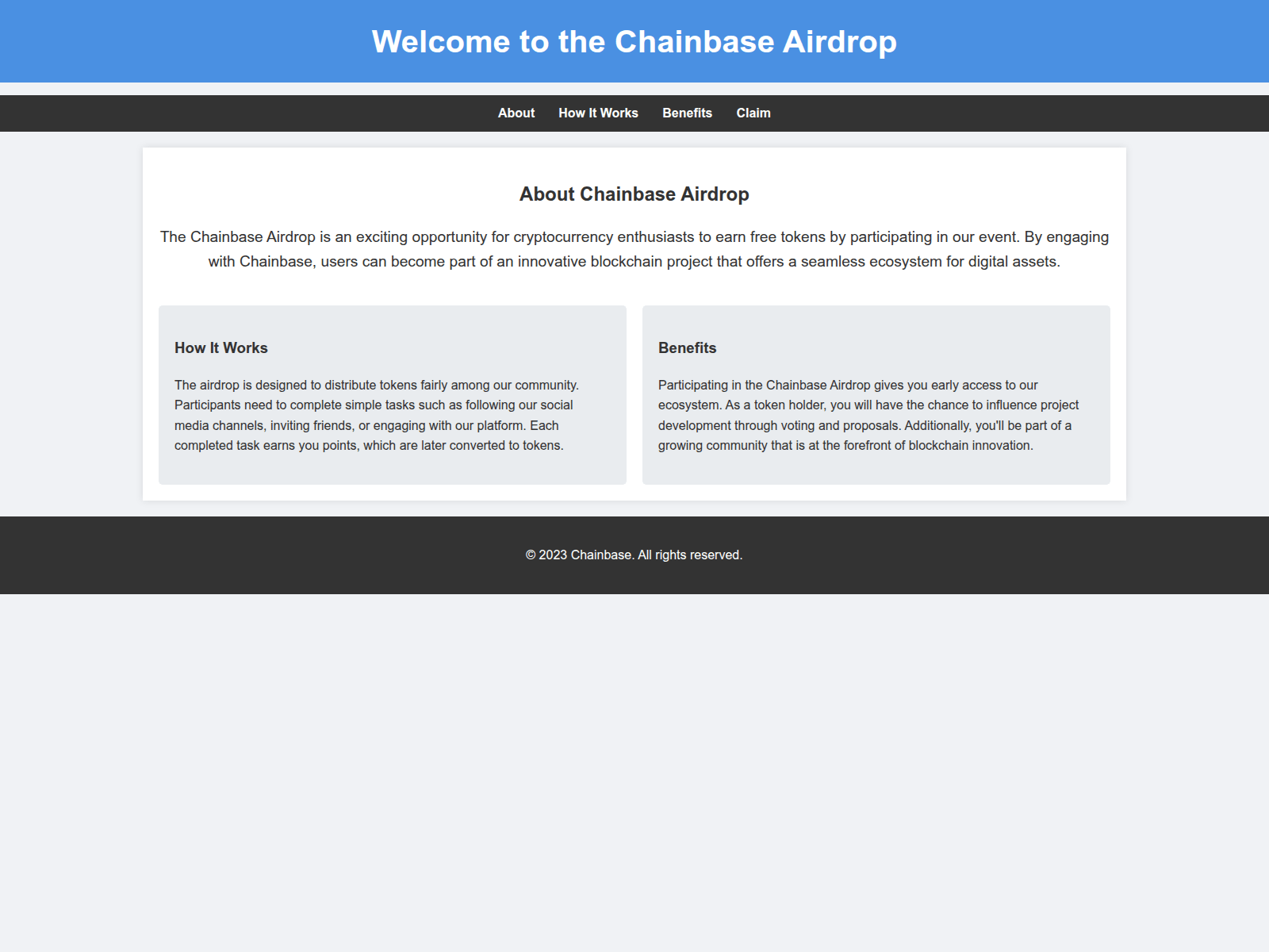 Screenshot of chainbaseairdrop.live