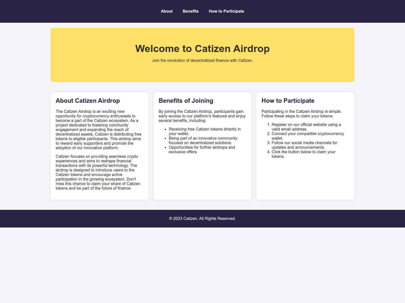 Screenshot of catizenairdrop.live
