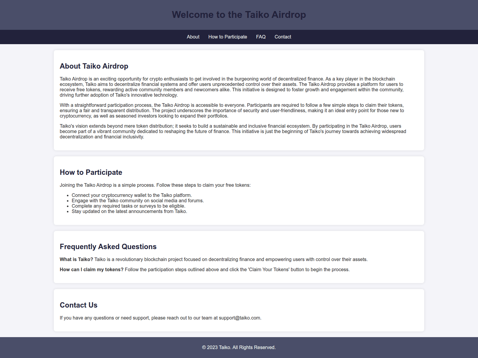 Screenshot of taiko-airdrop.online