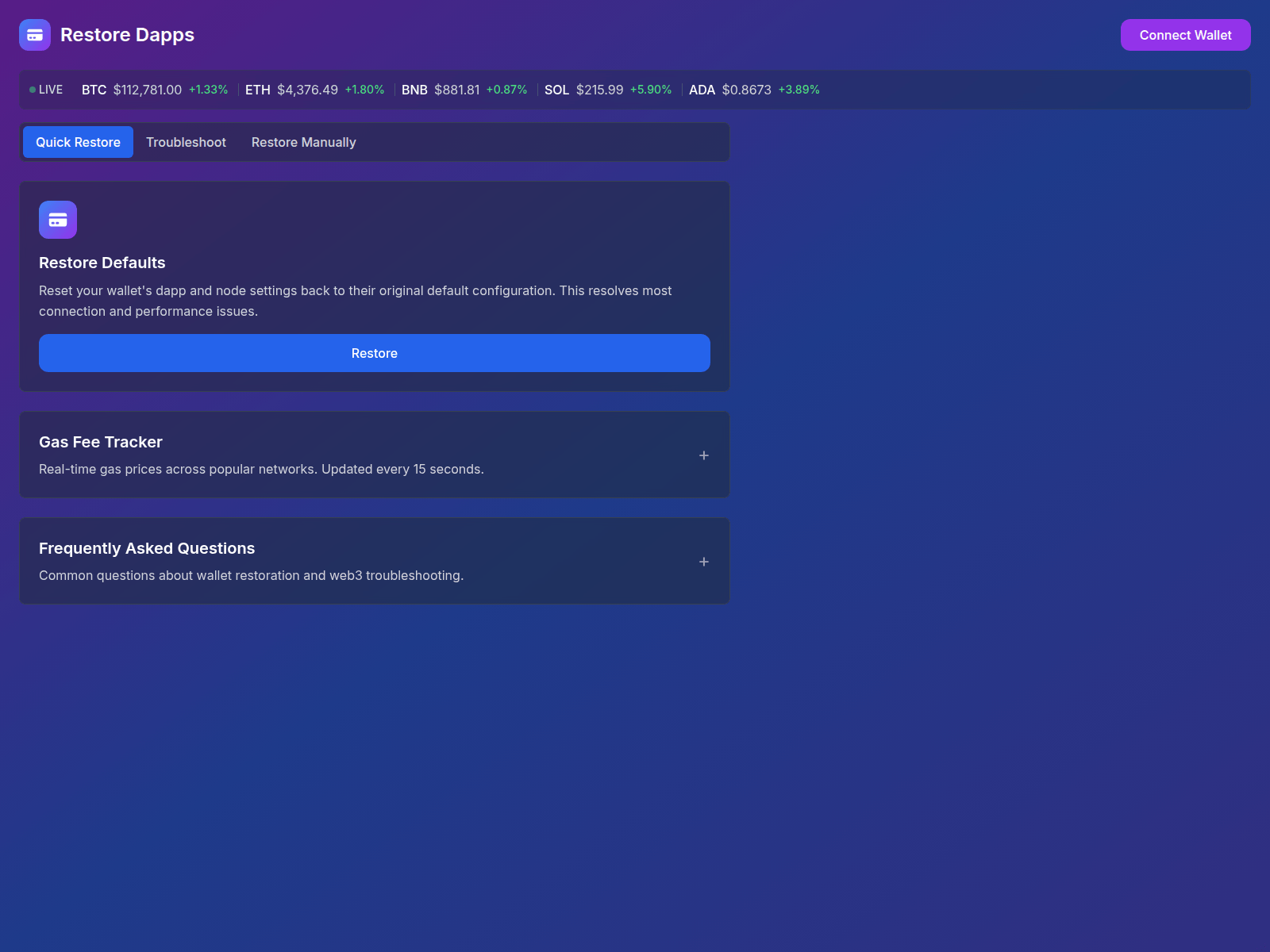 Screenshot of restoredappnode.com