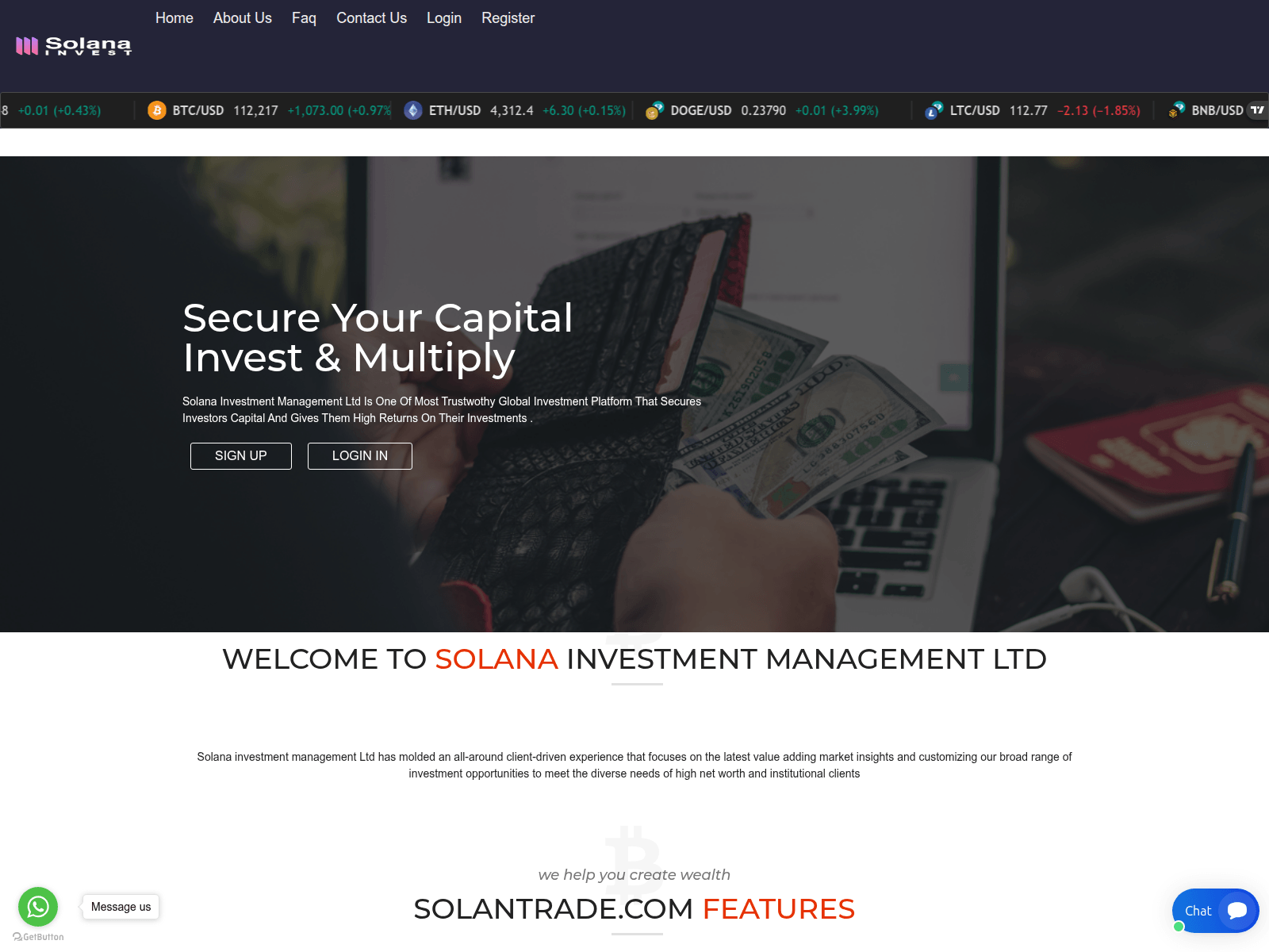 Screenshot of solantrade.com