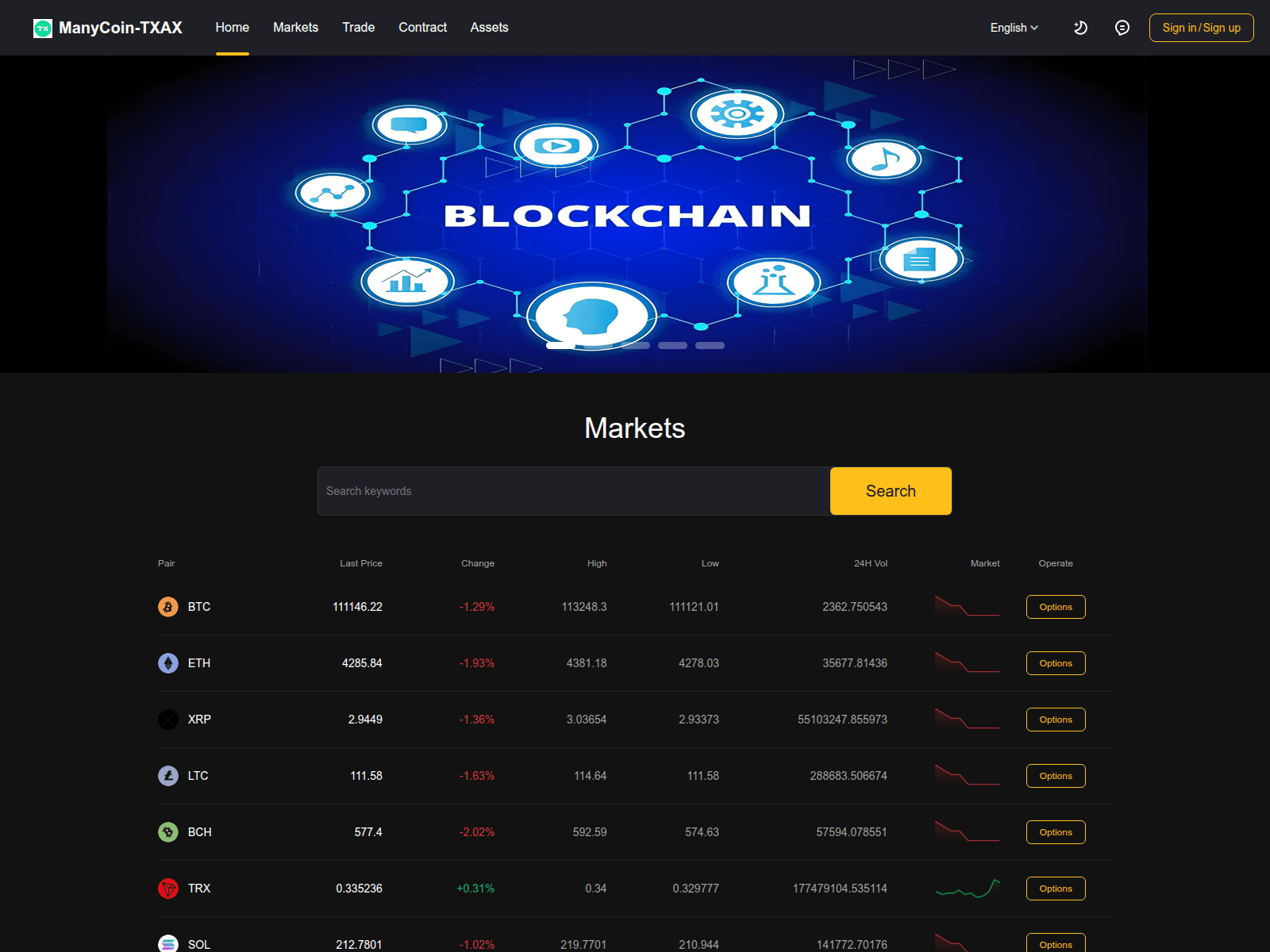 Screenshot of www.exmanycoins.com