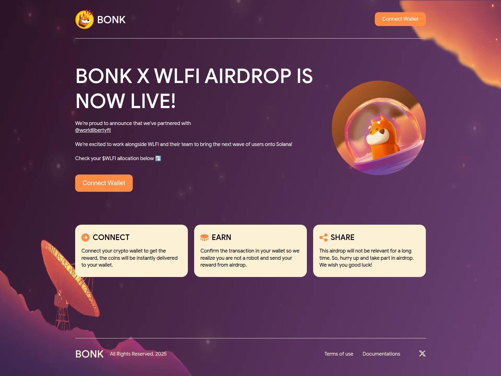 Screenshot of wlfi-bonk.fun