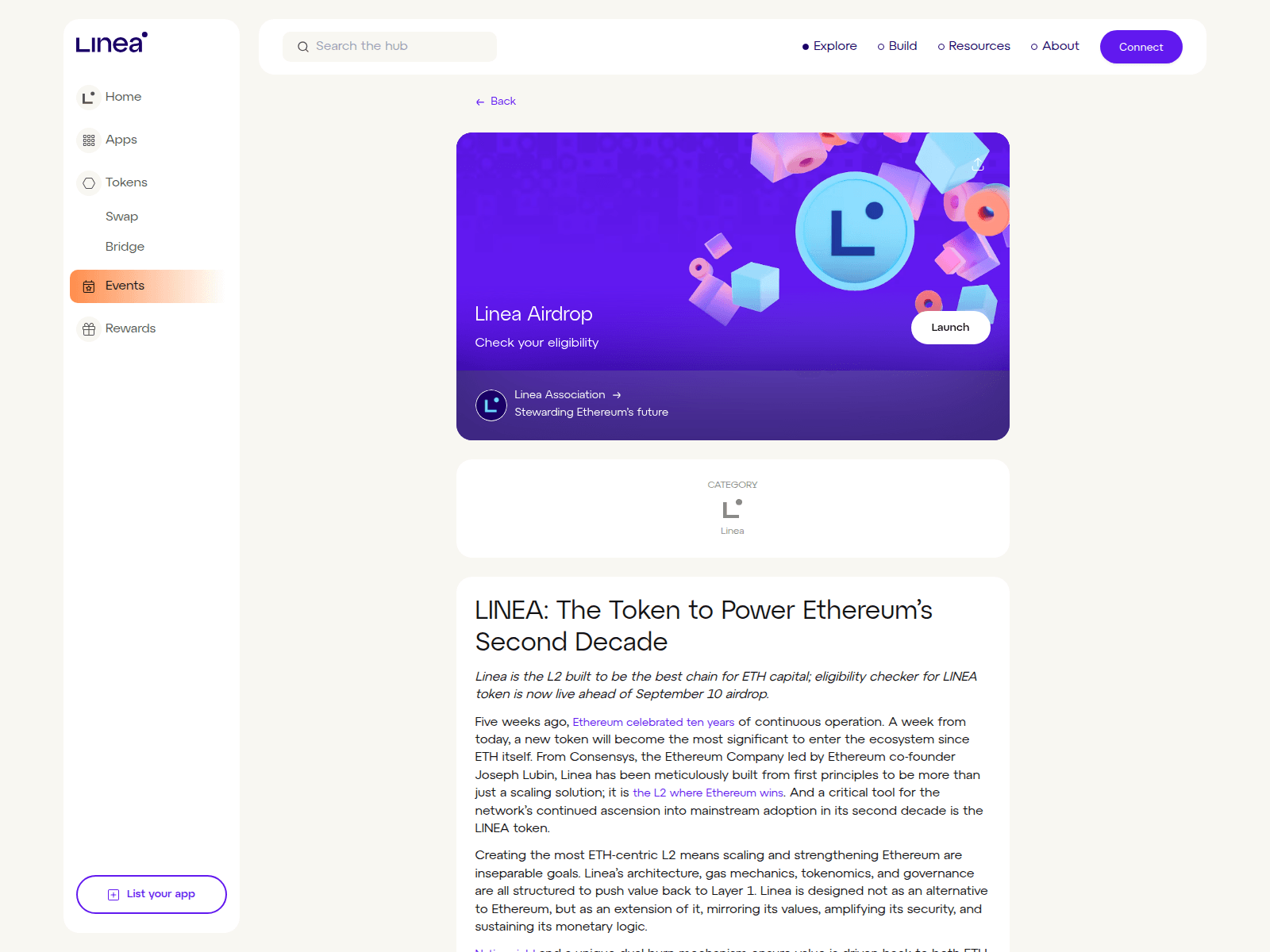Screenshot of hub-linea.app