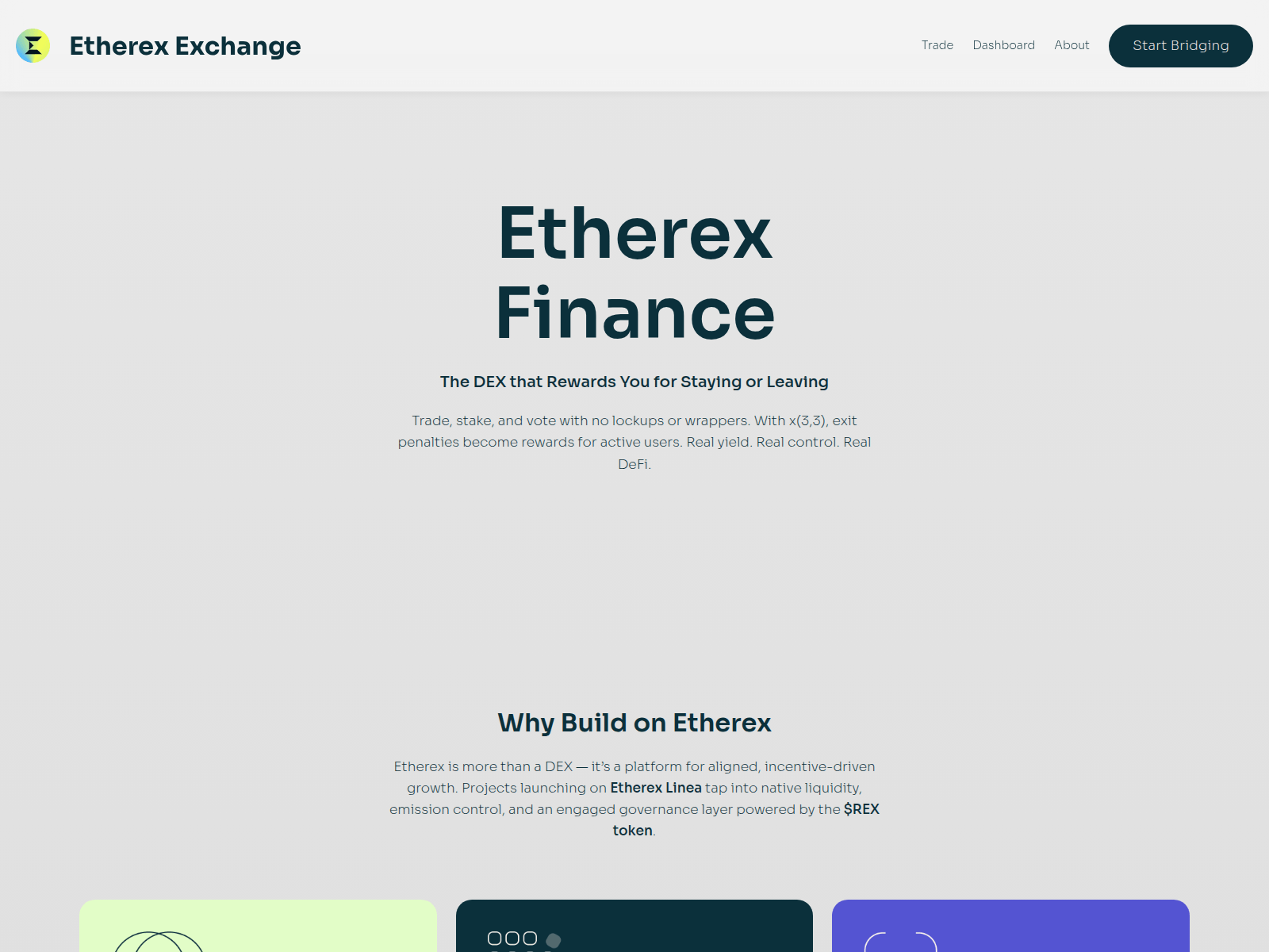 Screenshot of etherex.financial