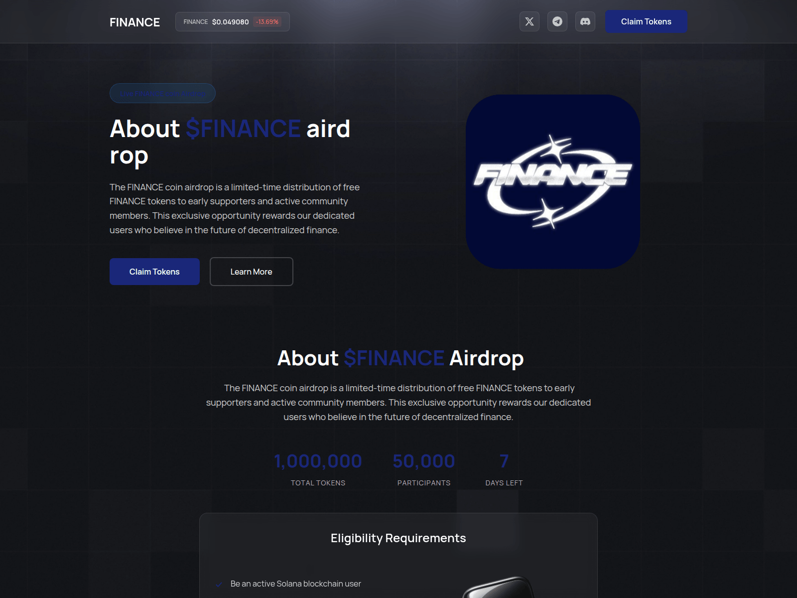 Screenshot of airdrop-financecoin.com