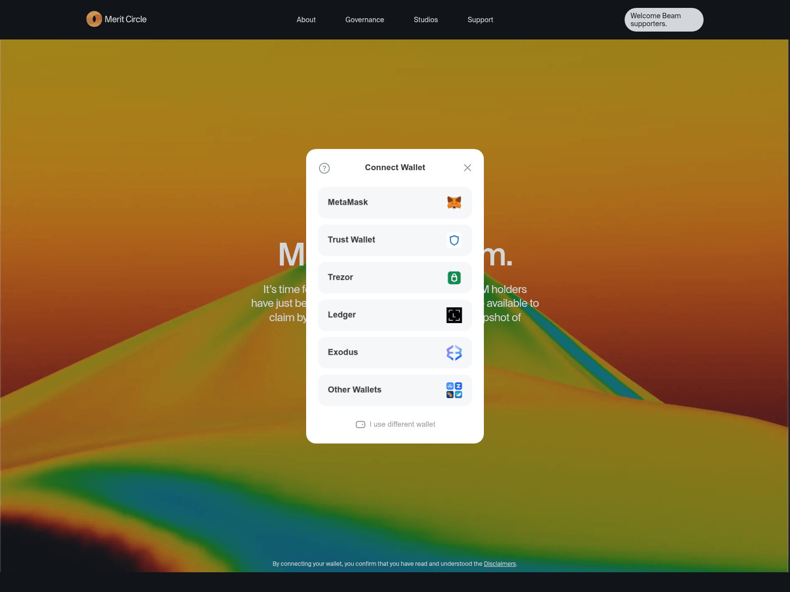 Screenshot of beam-airdrop.net