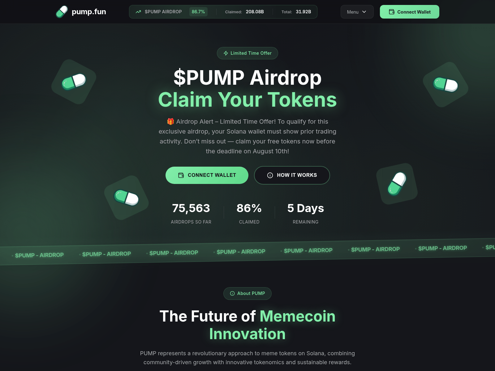 Screenshot of pump-fun-airdrop.pages.dev