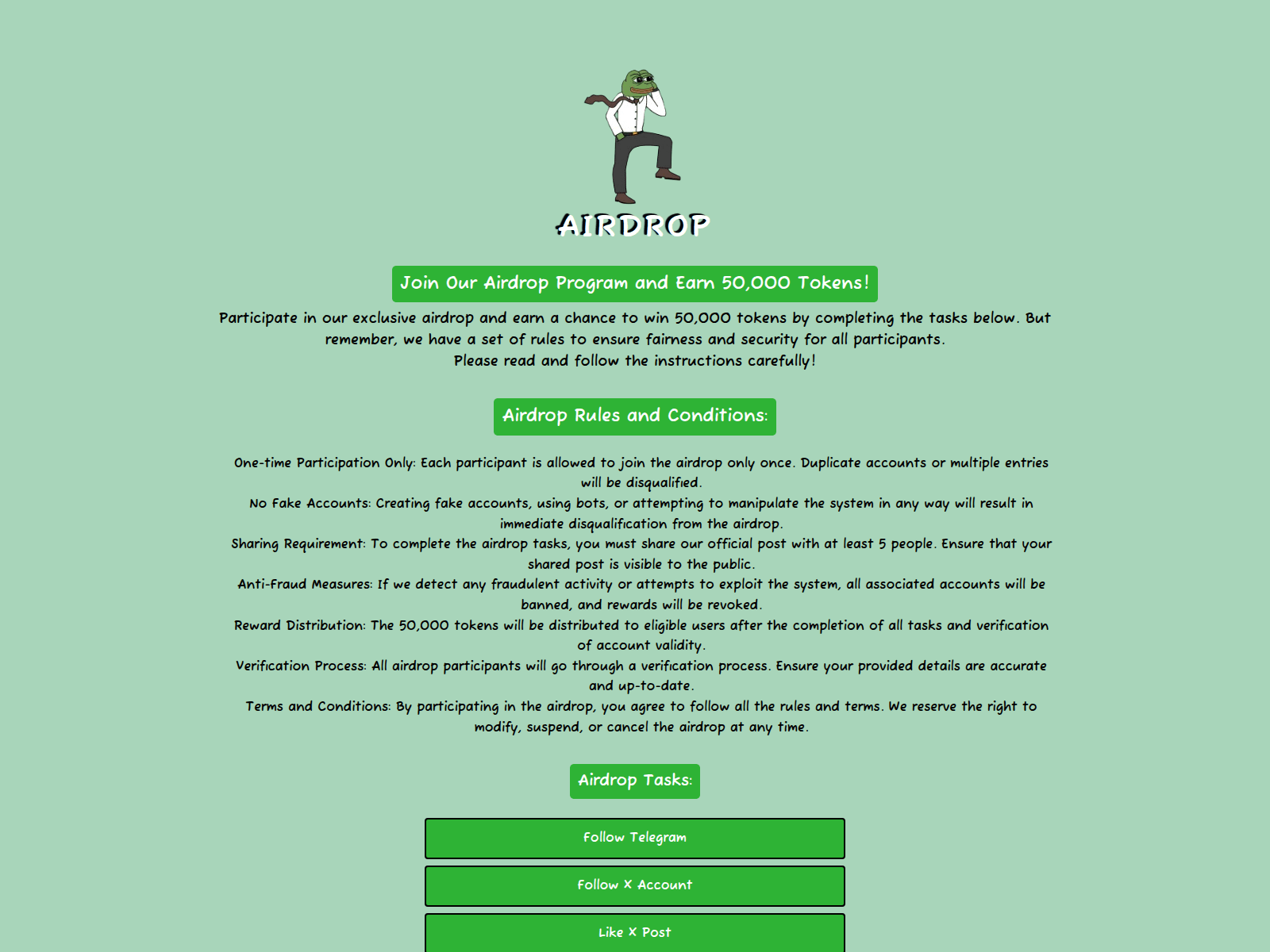 Screenshot of airdrop.realpepecoin.io