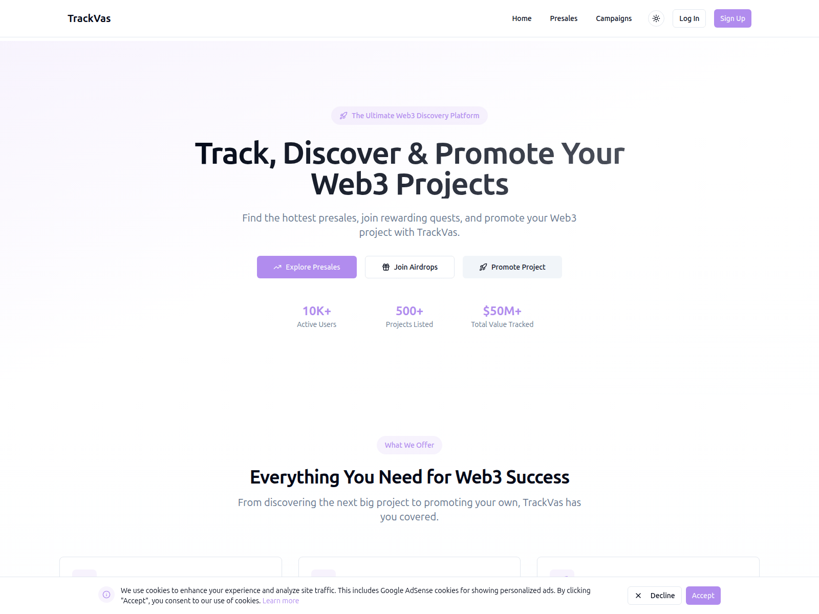 Screenshot of airdroptracker.xyz