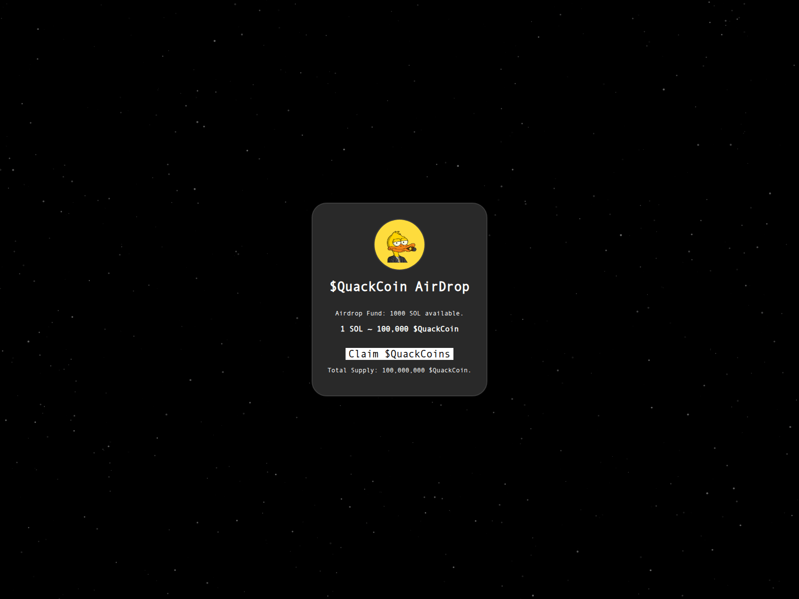 Screenshot of quackcoinairdrop.pages.dev