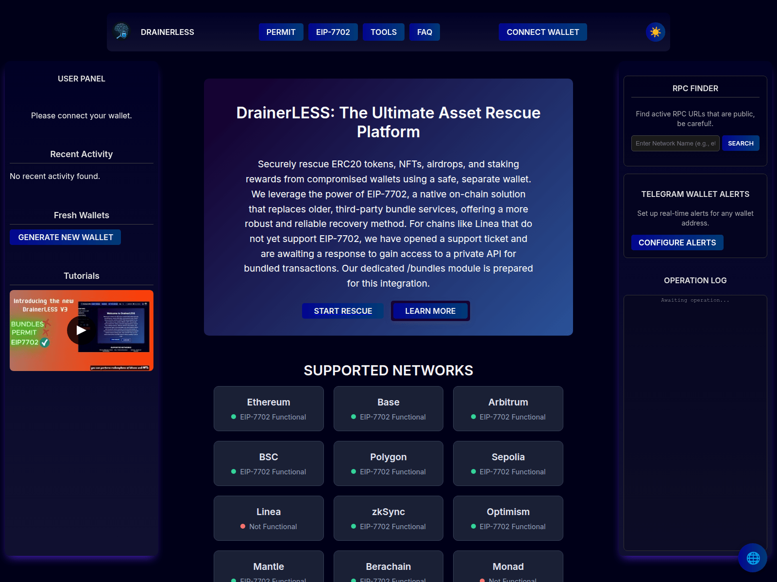 Screenshot of www.drainerless.xyz