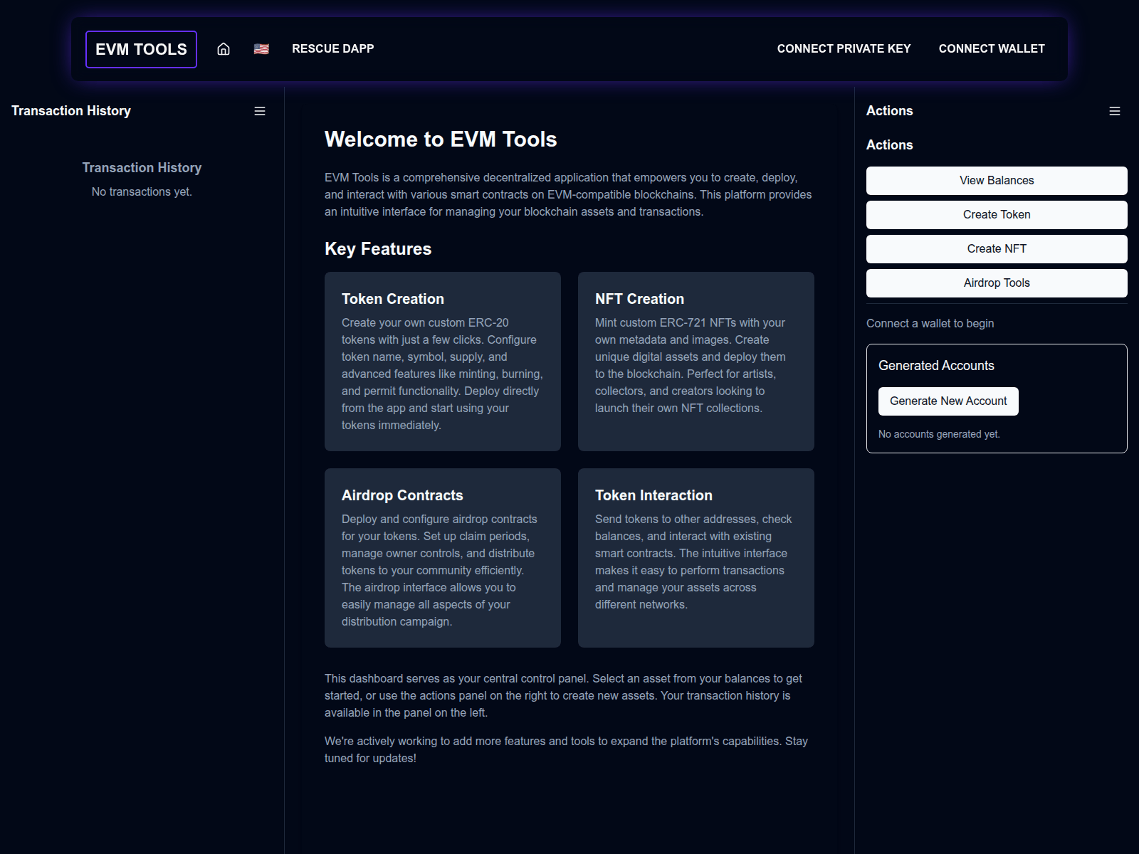 Screenshot of evm-tools.drainerless.xyz