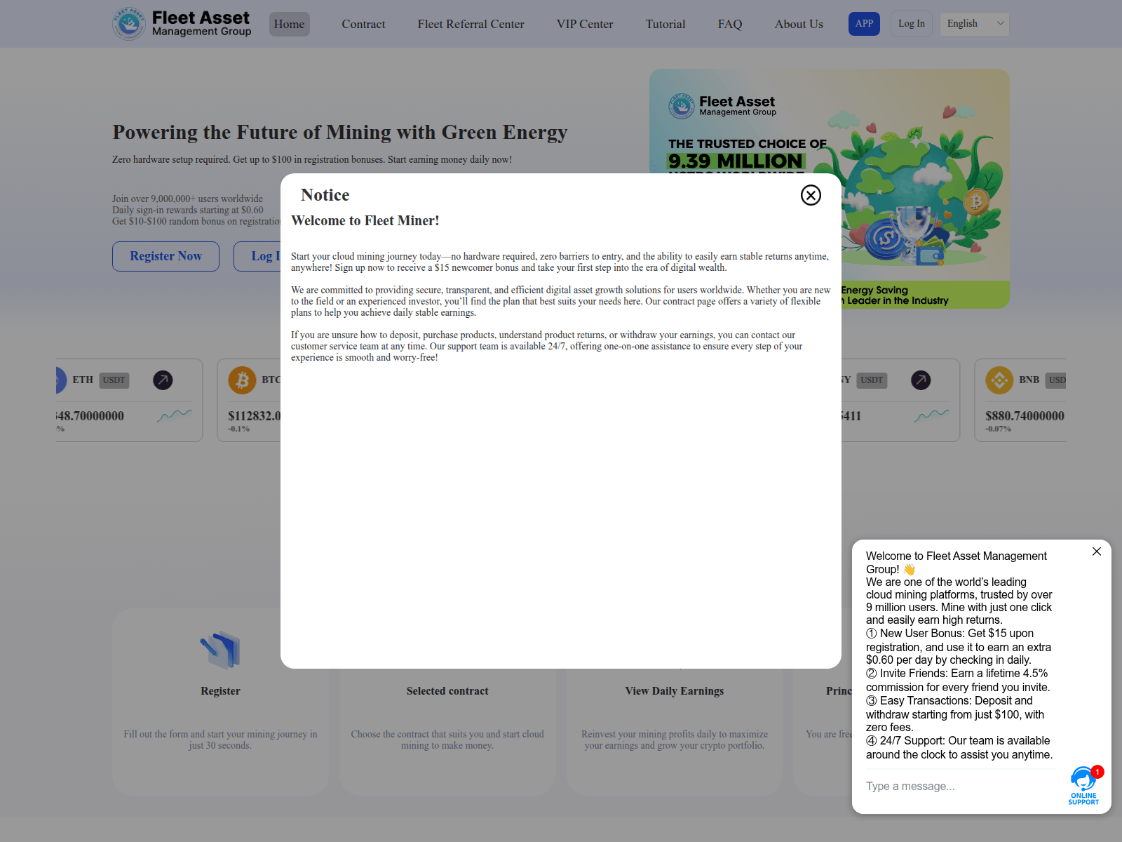 Screenshot of fleetmining.com
