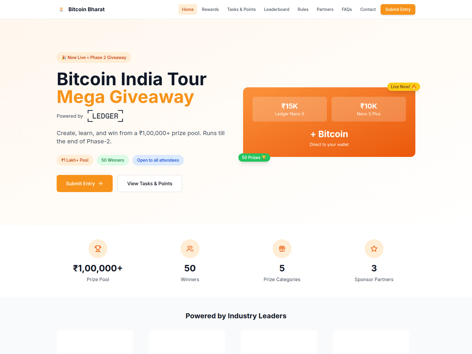 Screenshot of giveaway.bitcoinindiatour.com