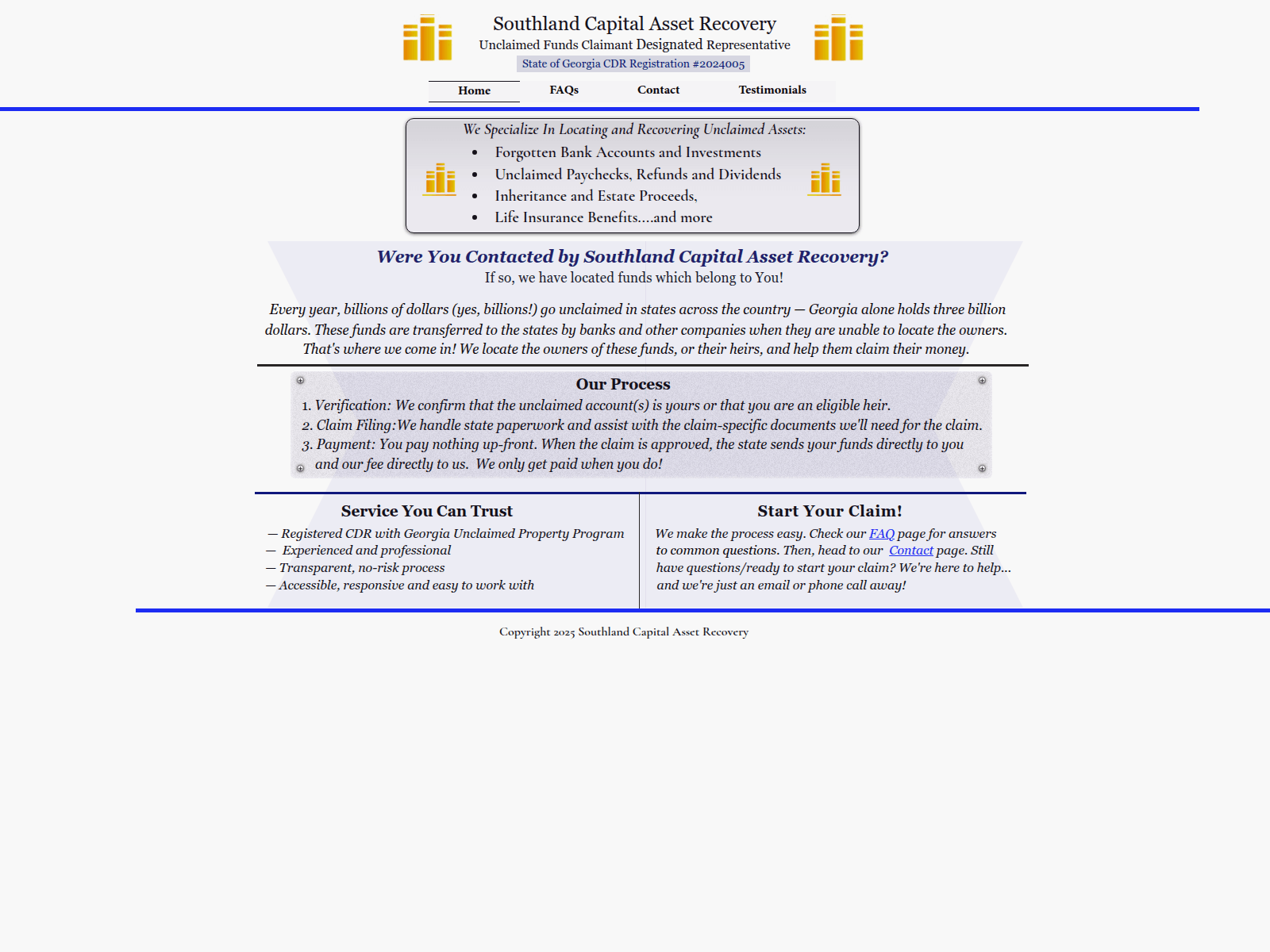 Screenshot of scassetrecovery.com