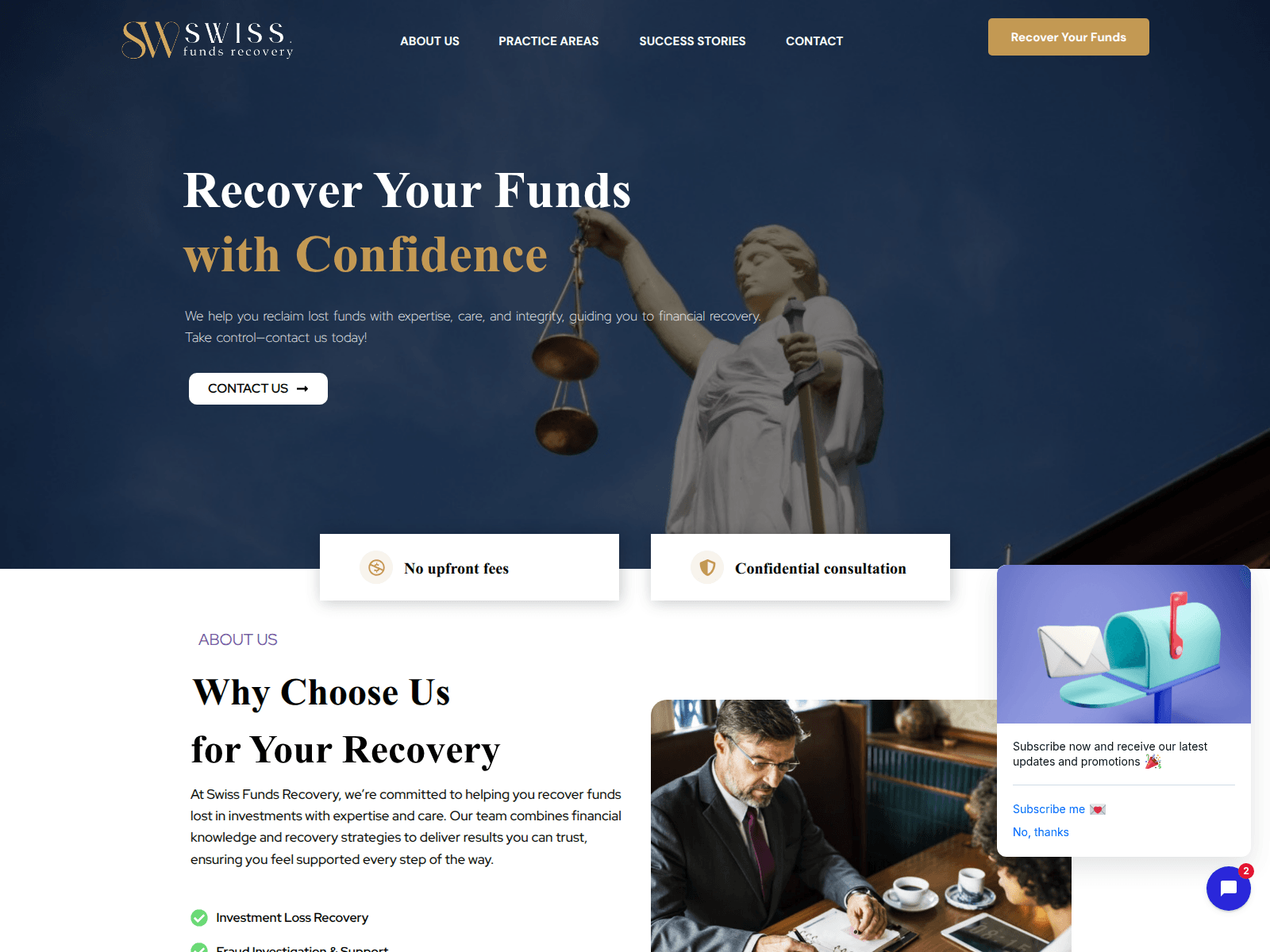 Screenshot of swissfundsrecovery.com