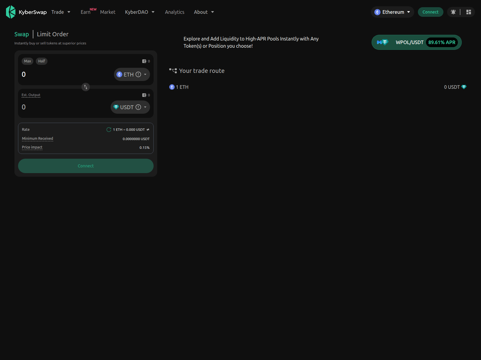 Screenshot of app-kyberswap.net