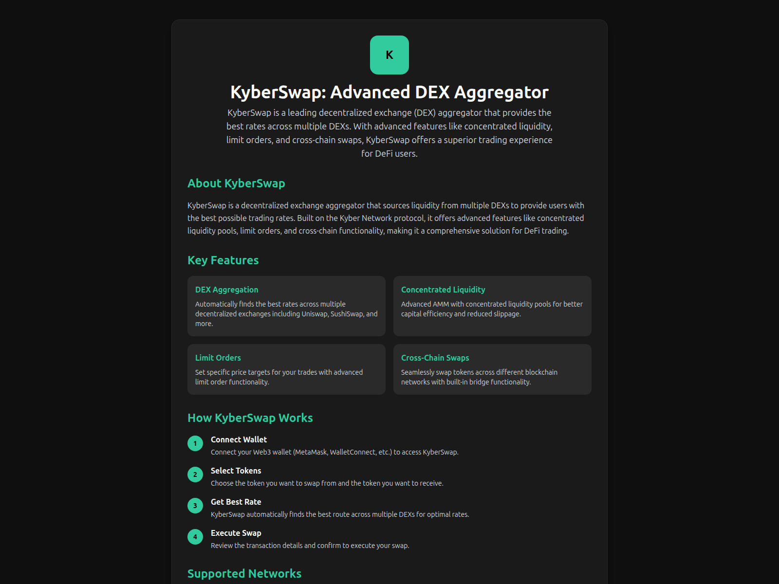 Screenshot of app-kyberswap.com