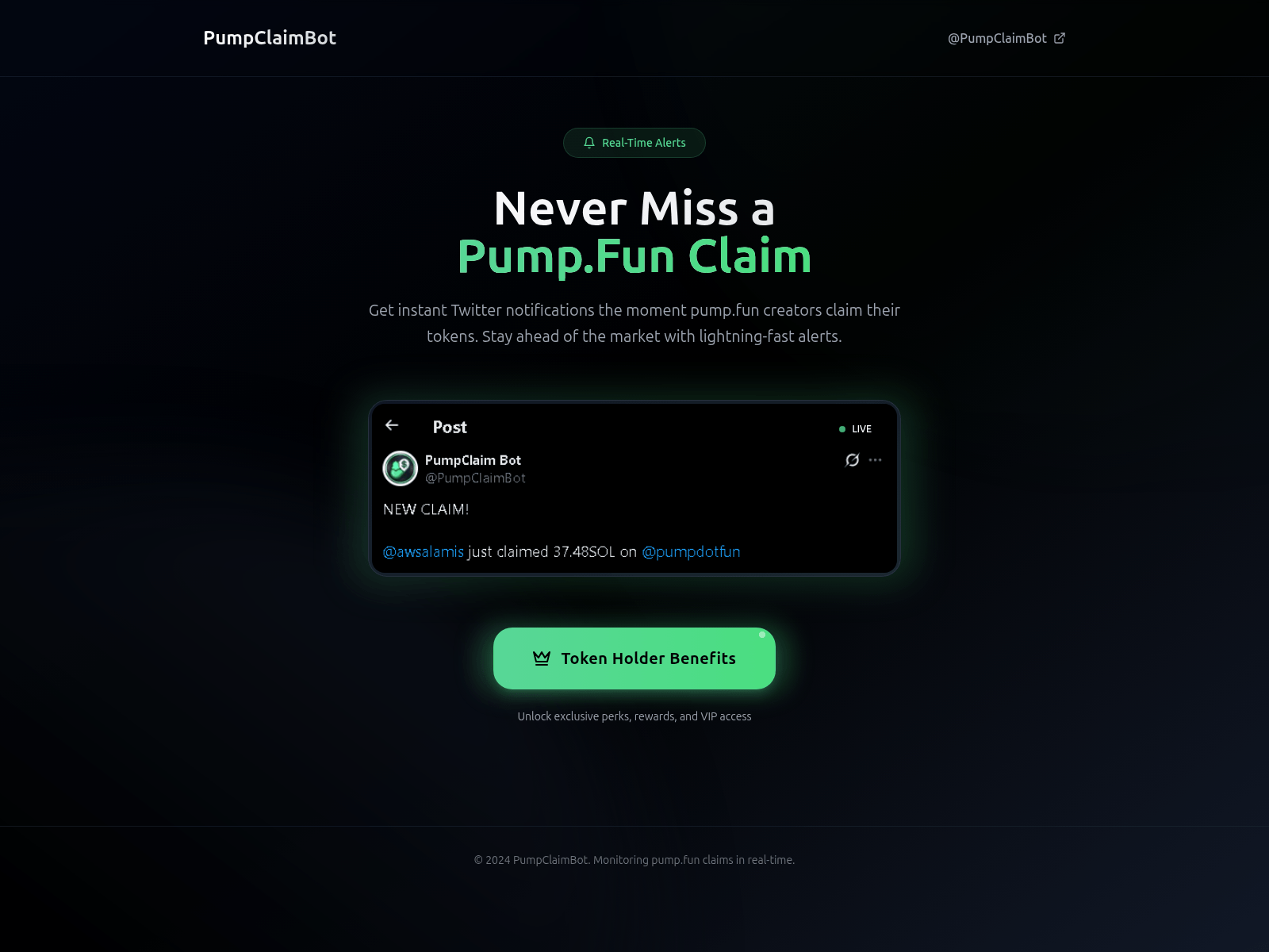Screenshot of pumpclaimbot.fun