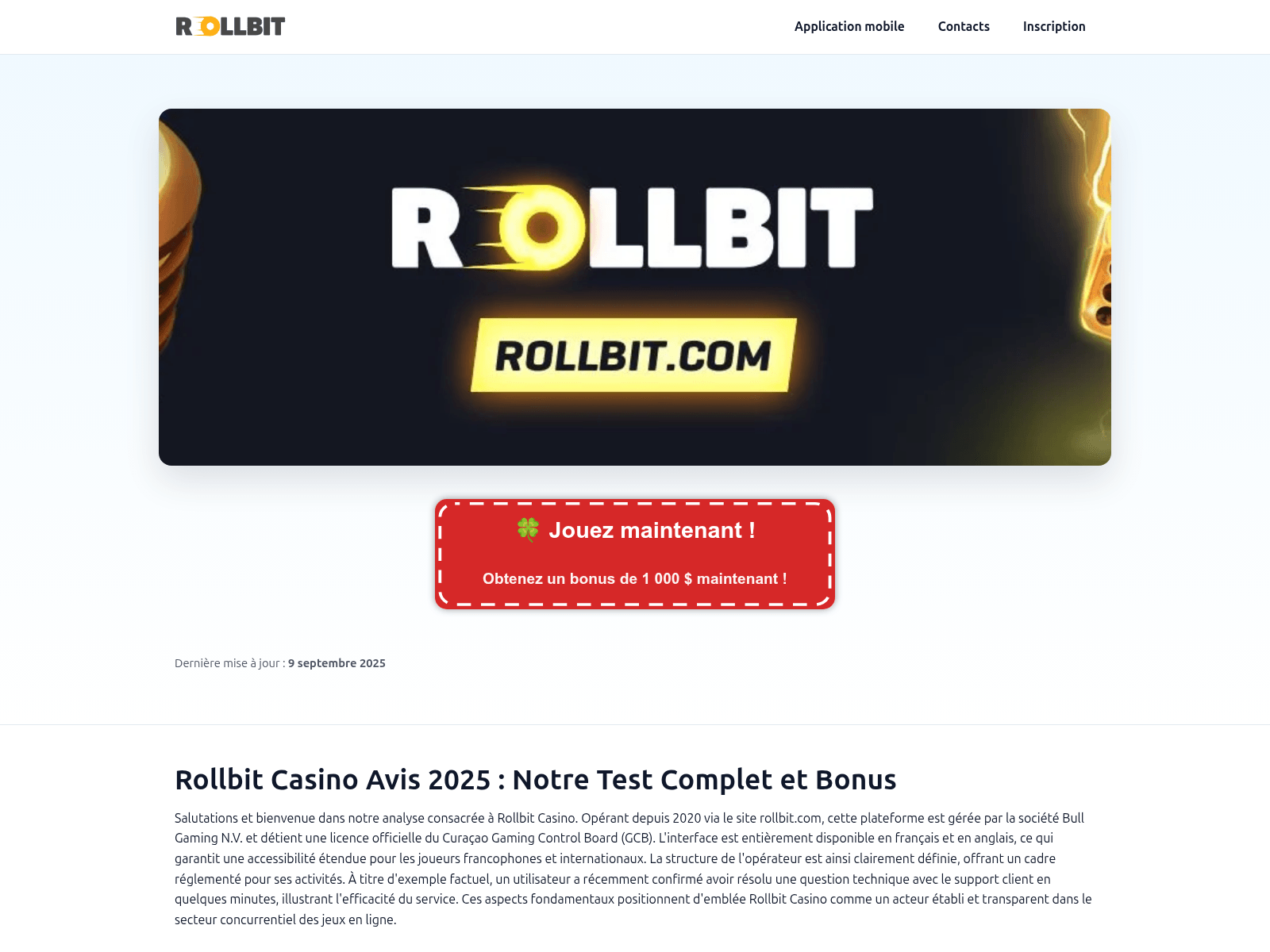 Screenshot of rollbitcasinocrypto.fr