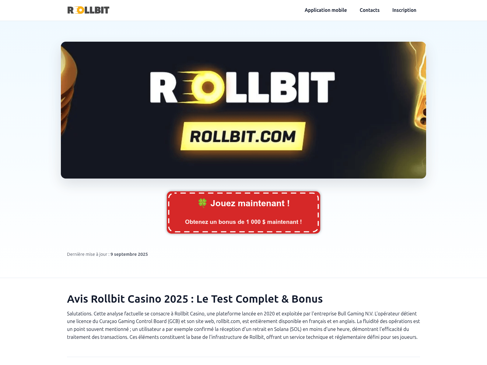 Screenshot of rollbitcasinoapp.fr