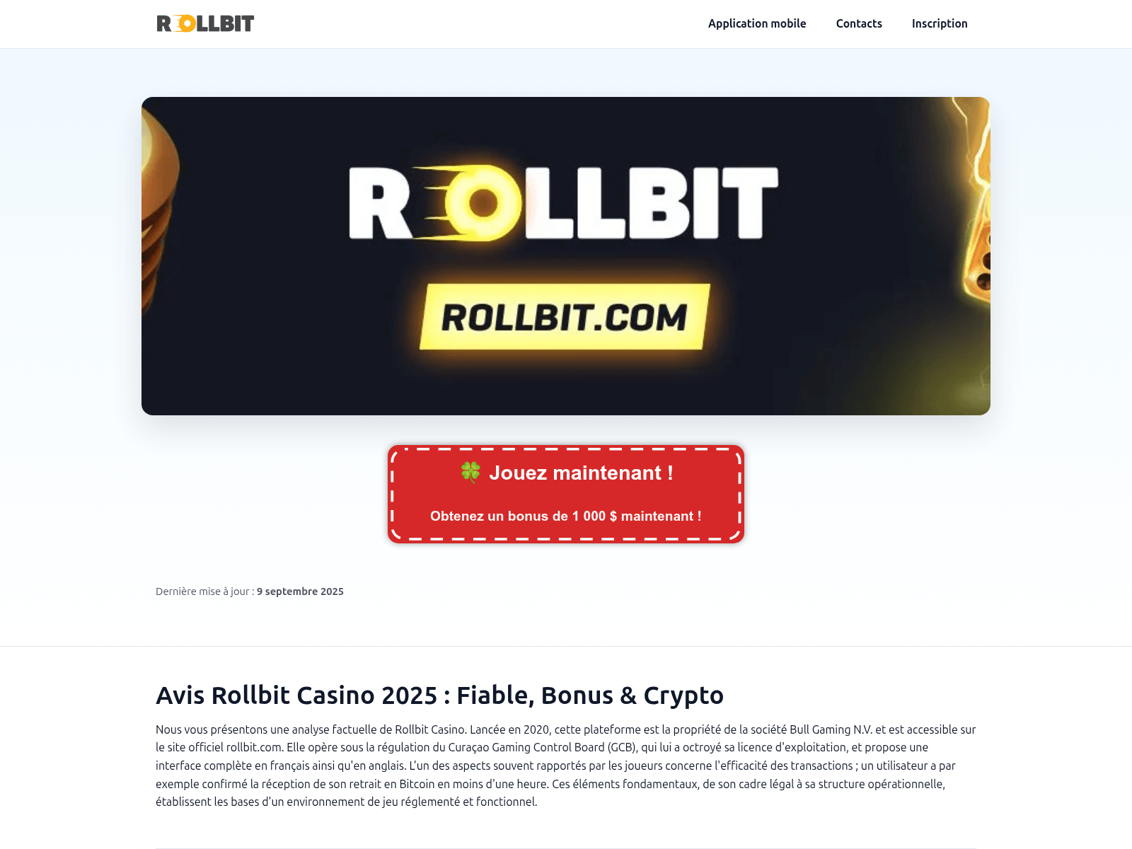 Screenshot of rollbitcasinobet.fr