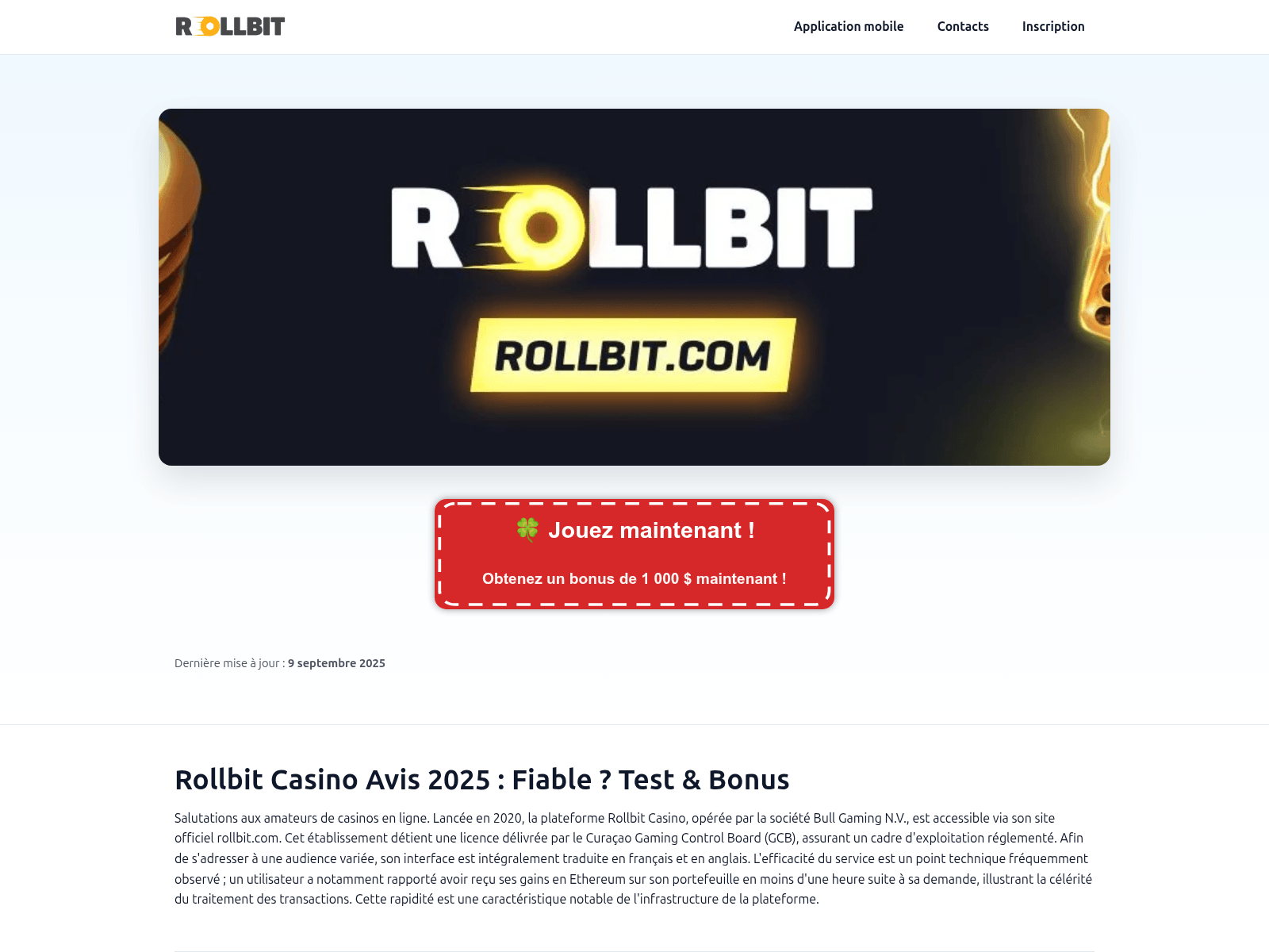 Screenshot of rollbitcasinologin.fr