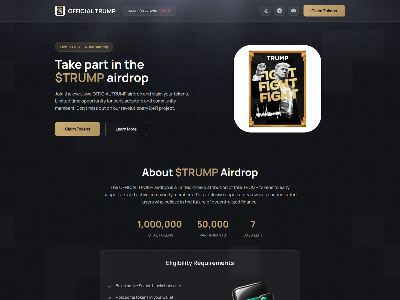 Screenshot of trumptokenmeme.com