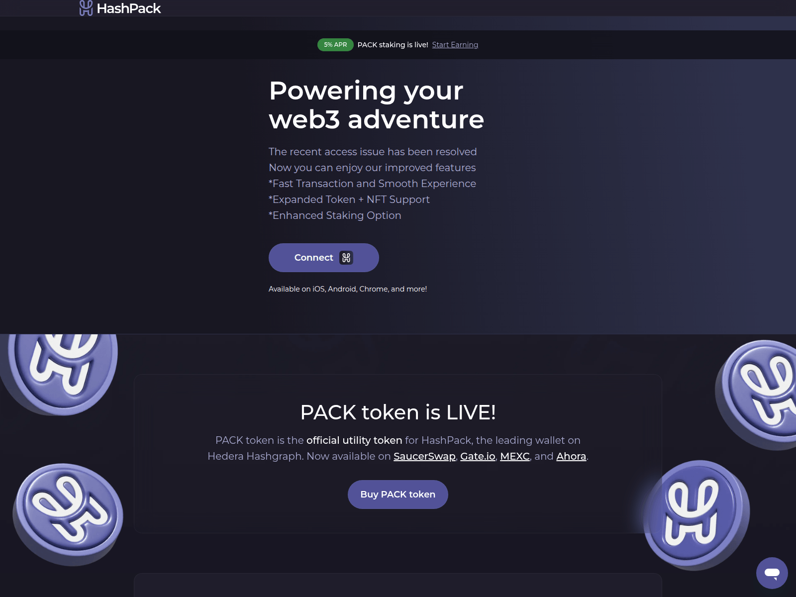 Screenshot of hashpack-app.pages.dev