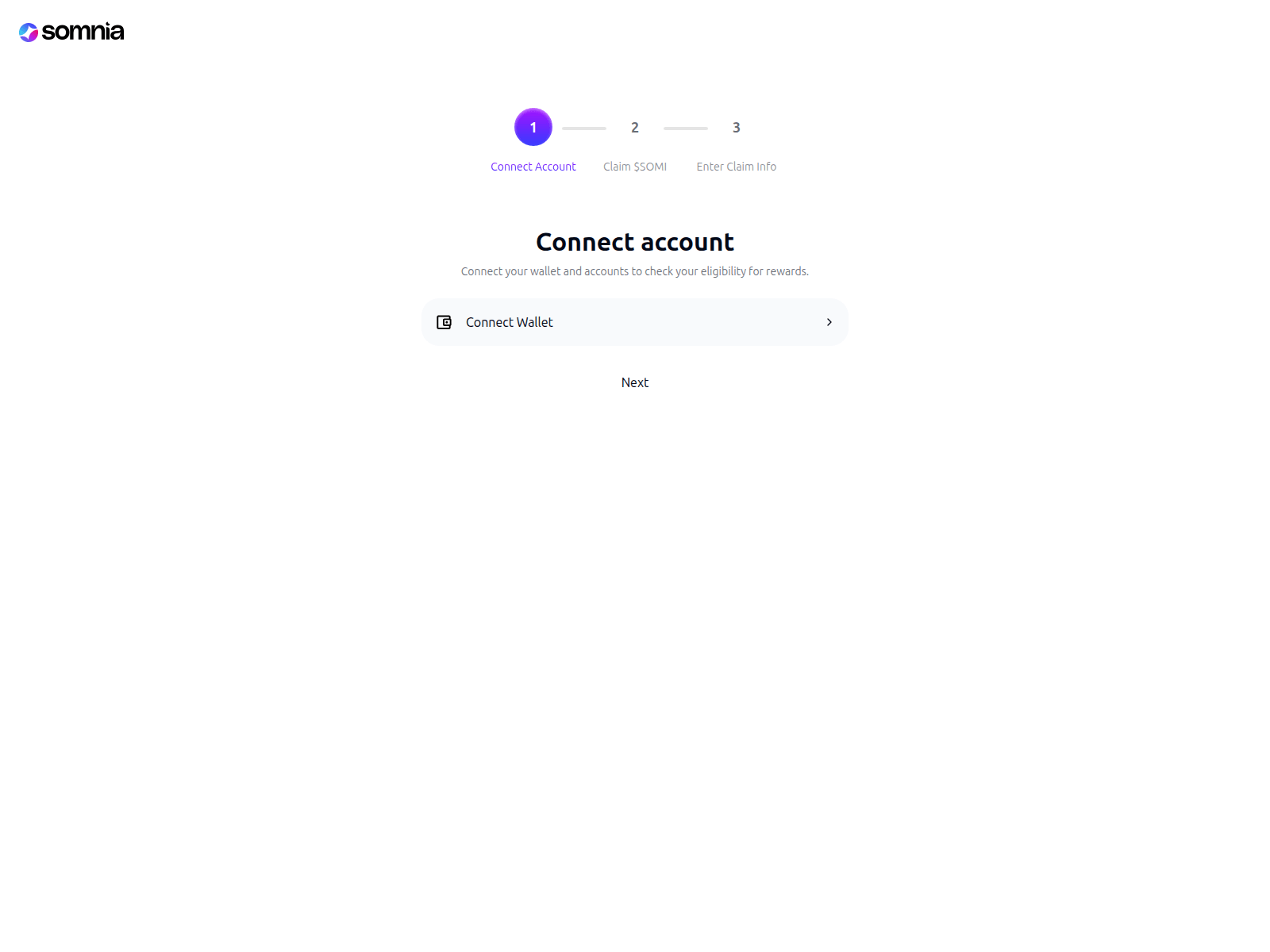 Screenshot of claim.sommia.network