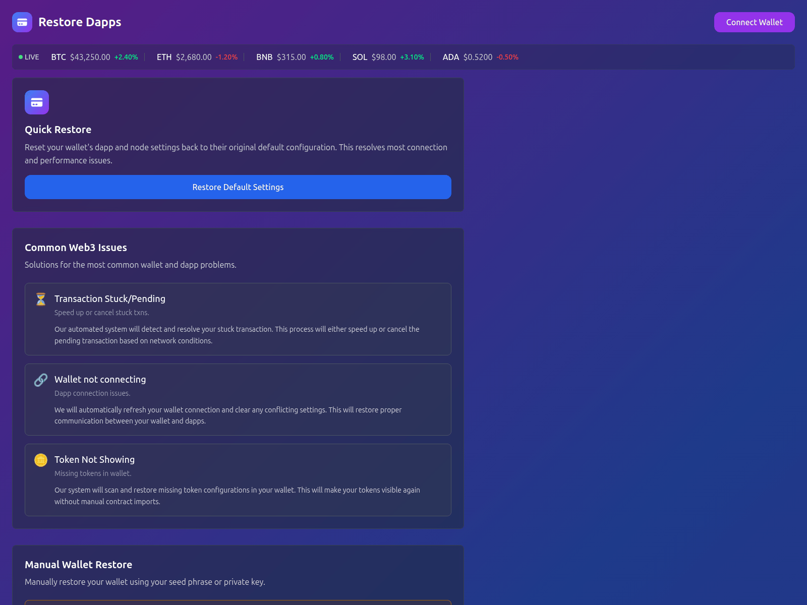 Screenshot of restoredappsmodal.com