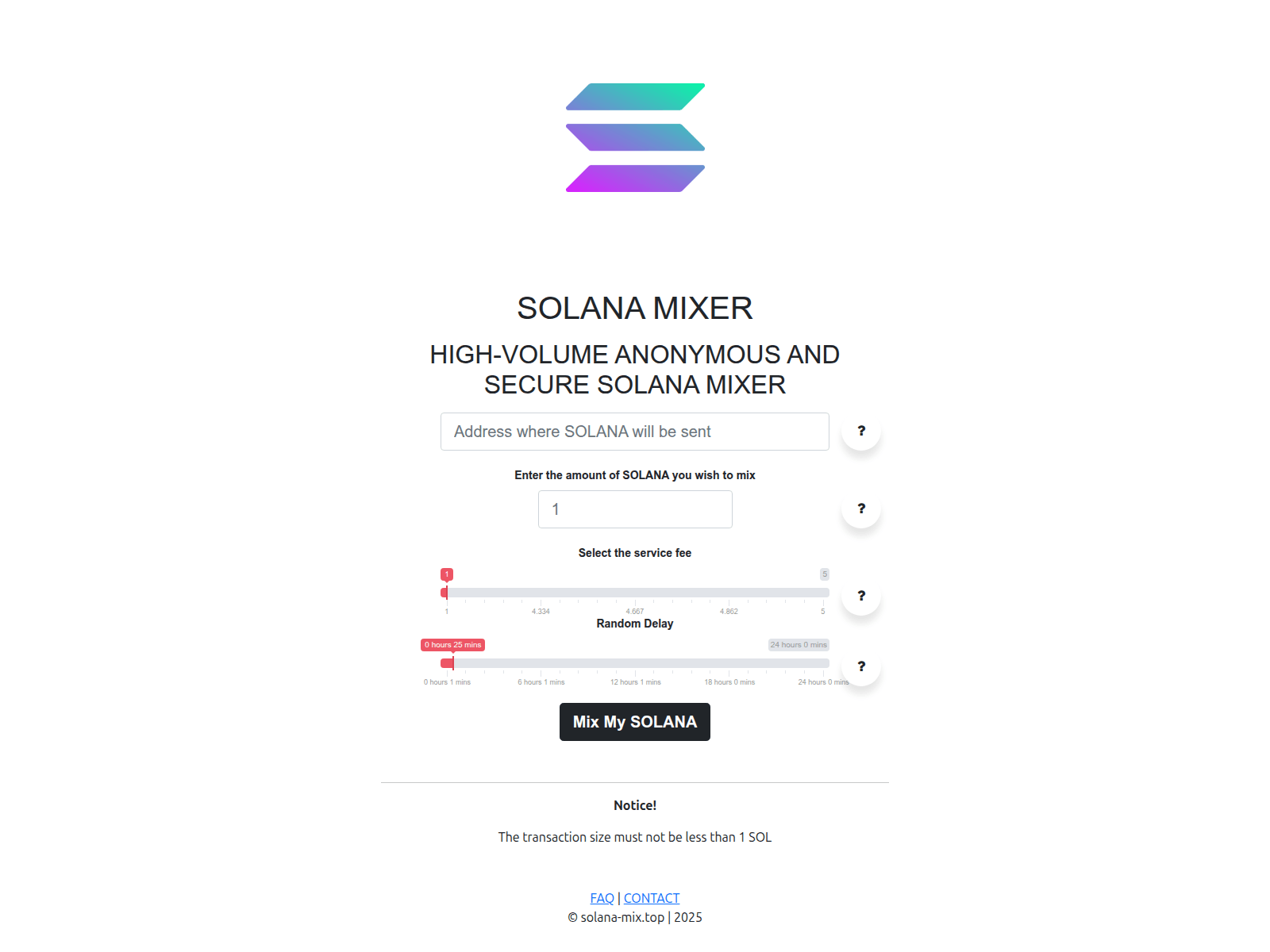 Screenshot of solana-mix.top