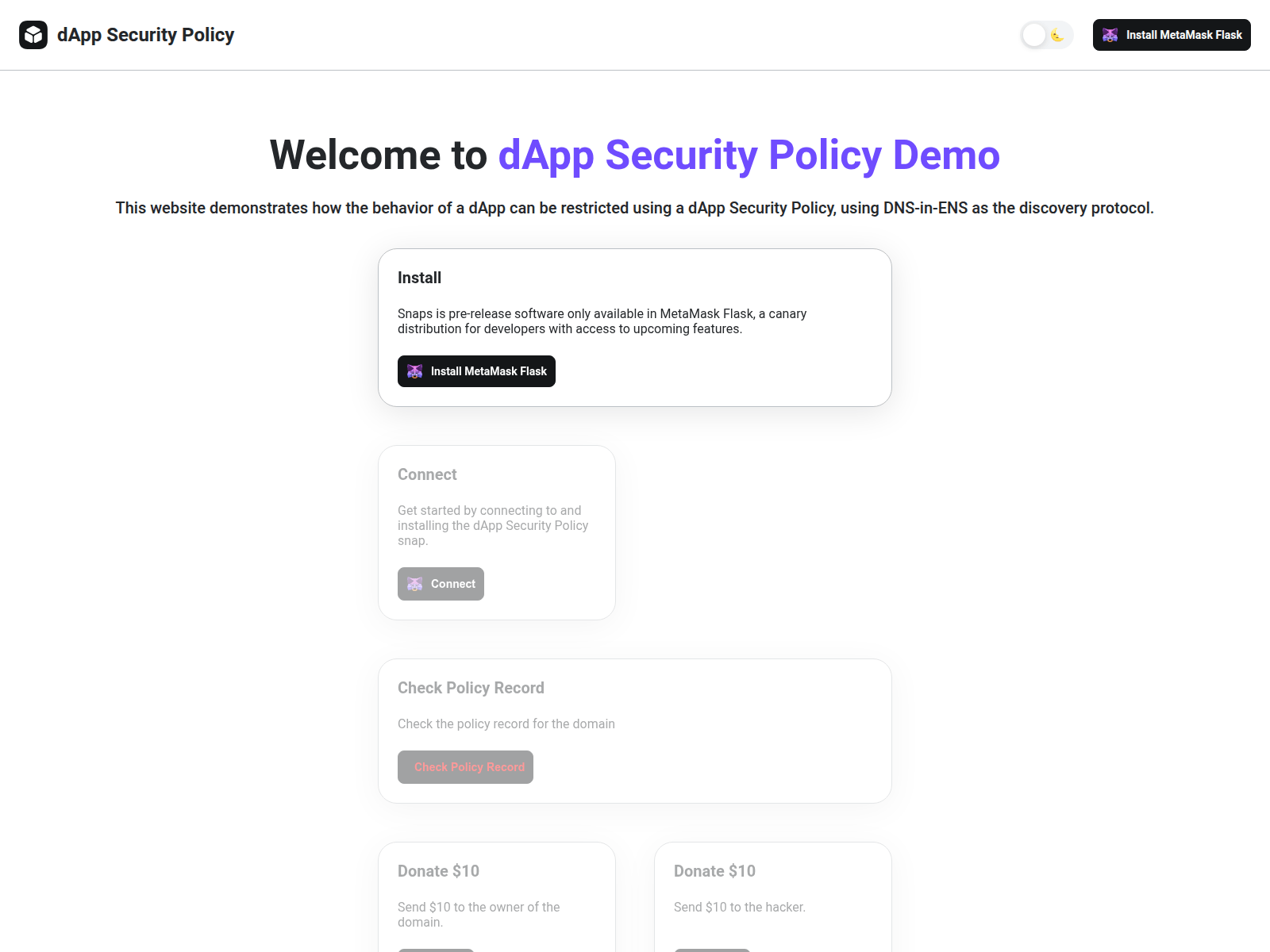 Screenshot of dapp-security-demo.pages.dev